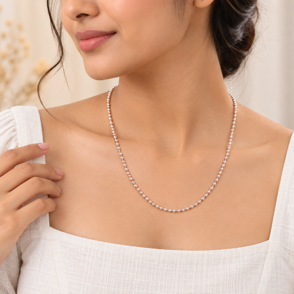 Silver Rosegold Petite Sparkle Bead Chain