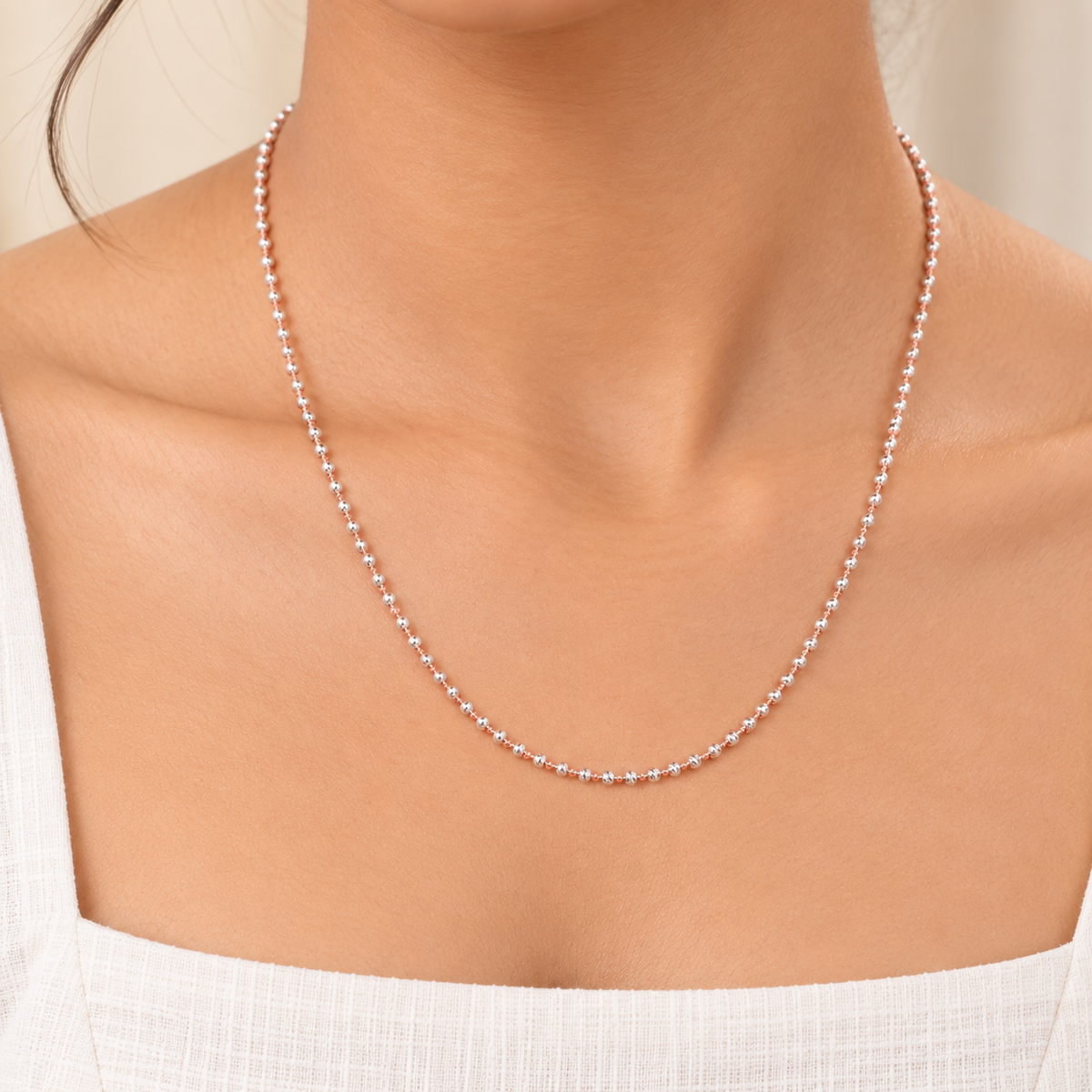 Silver Rosegold Petite Sparkle Bead Chain