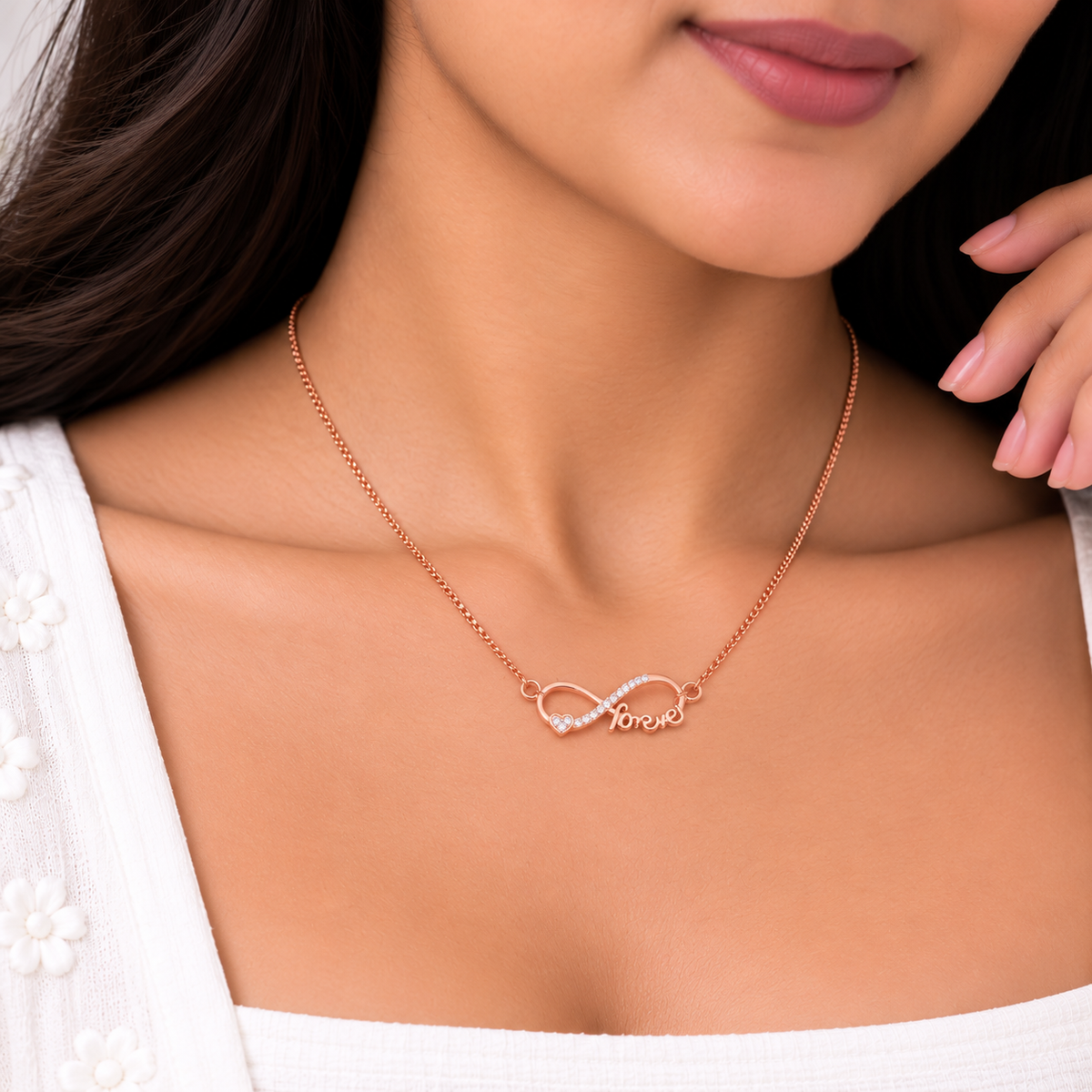 Silver Rosegold Forever Love Chain Pendant