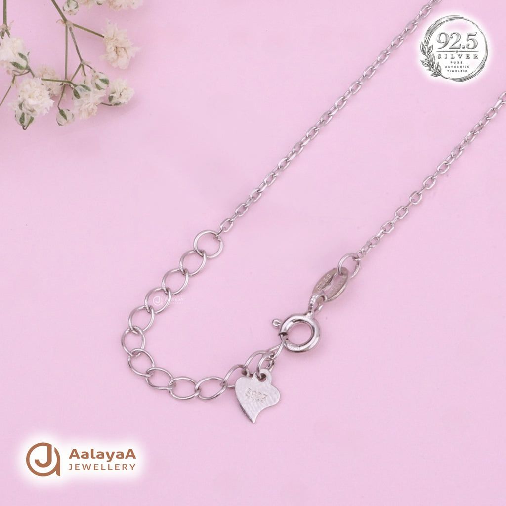 Silver Pearl Circle Halo Chain Pendant