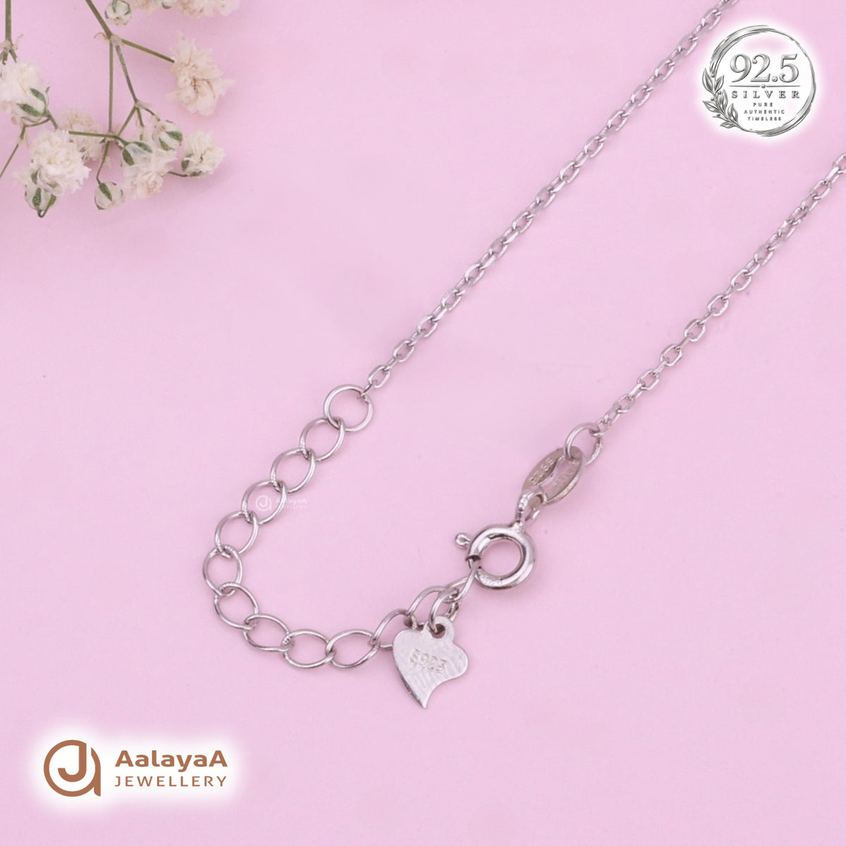 Silver Pearl Circle Halo Chain Pendant
