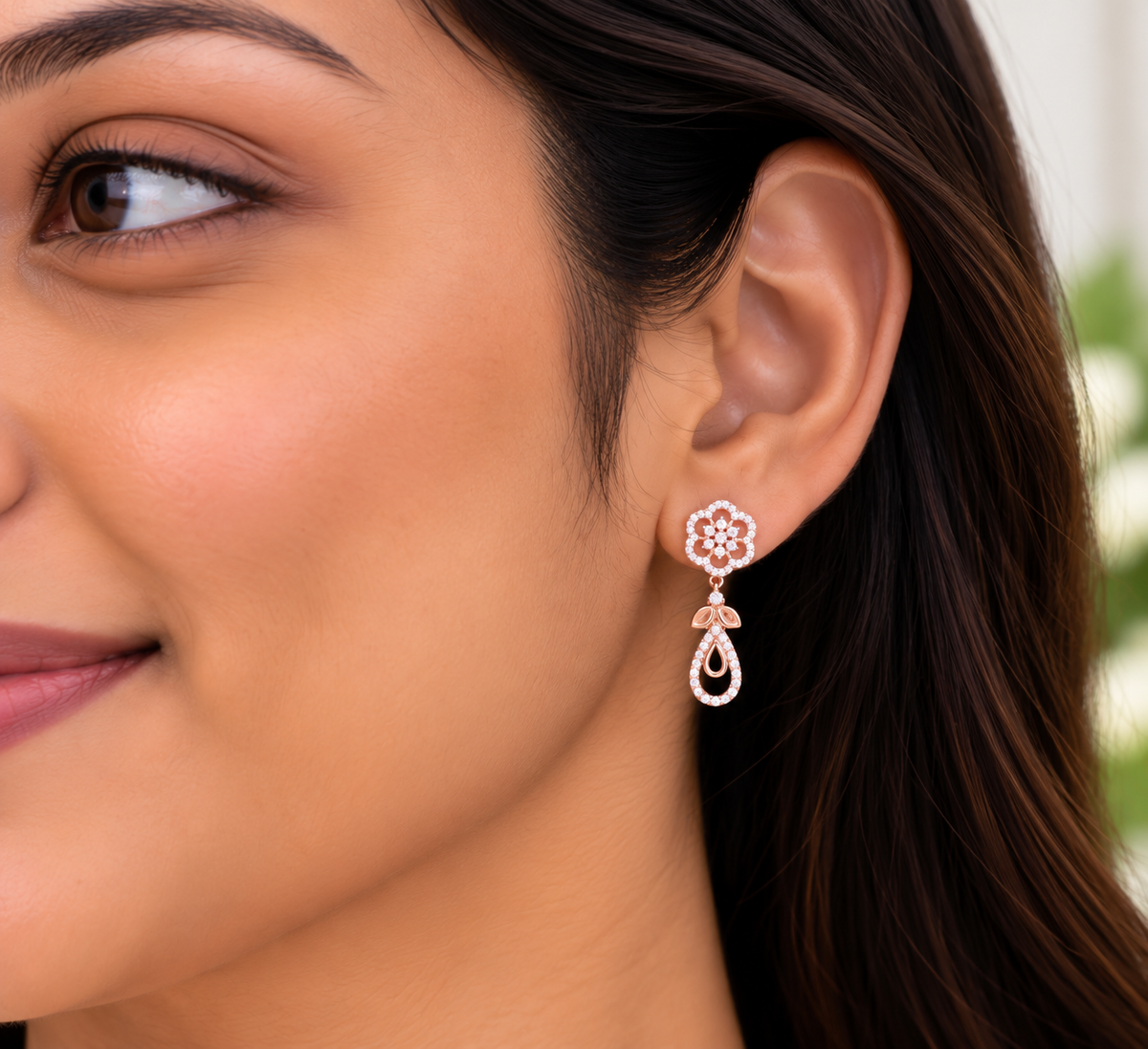 Silver Rose Gold Evanna Petal Necklace Set