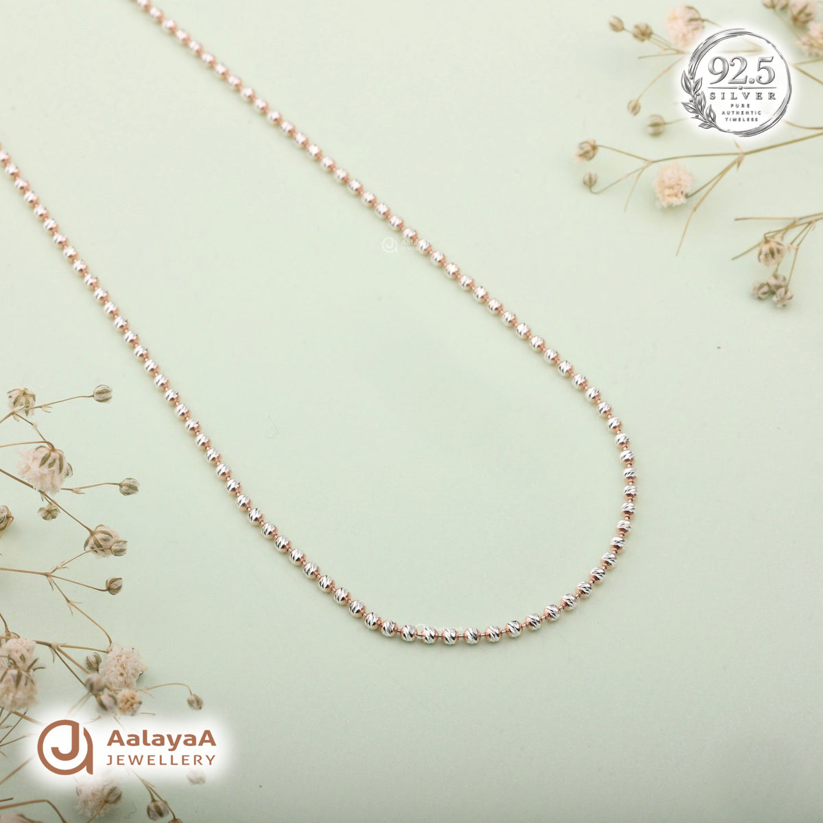 Silver Rosegold Petite Sparkle Bead Chain