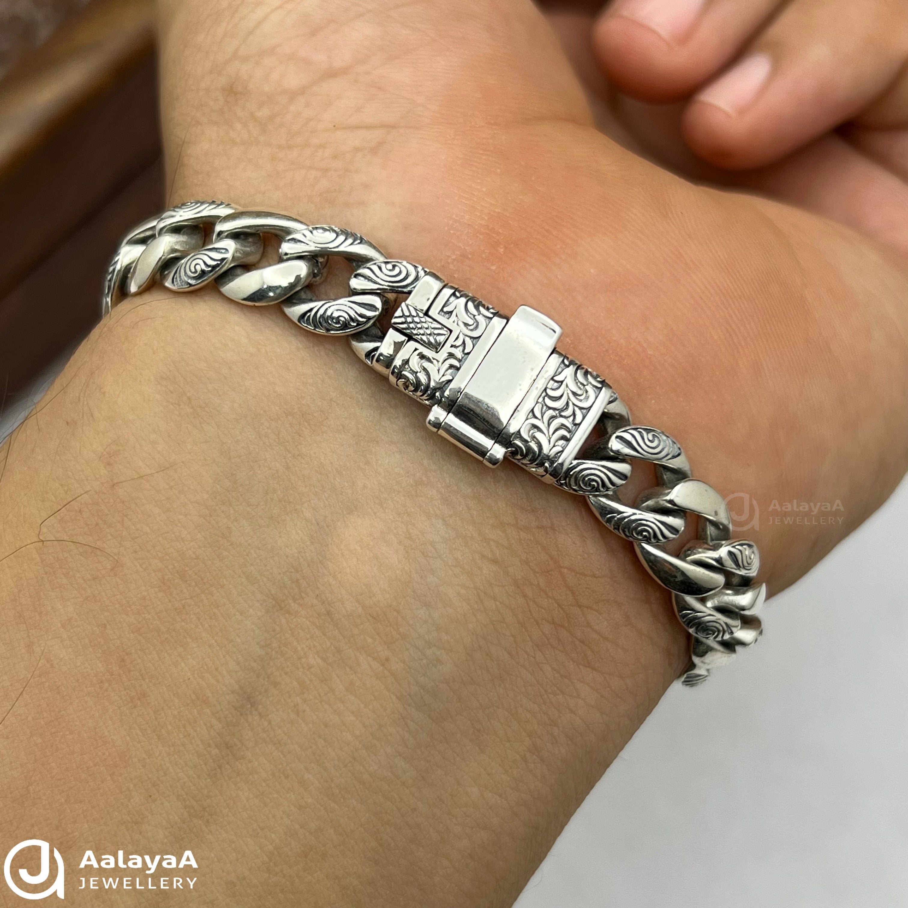 Oxidised Silver Divine Ganesha Link Bracelet