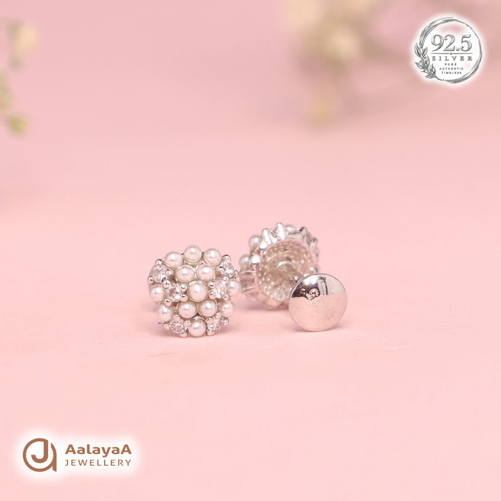 Silver Pearl Cluster Earring