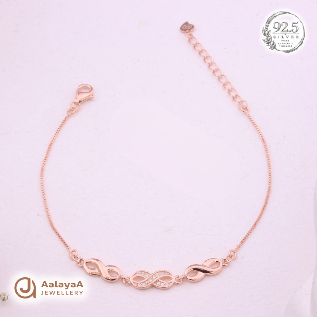 Silver Rosegold Triple Infinity Bracelet