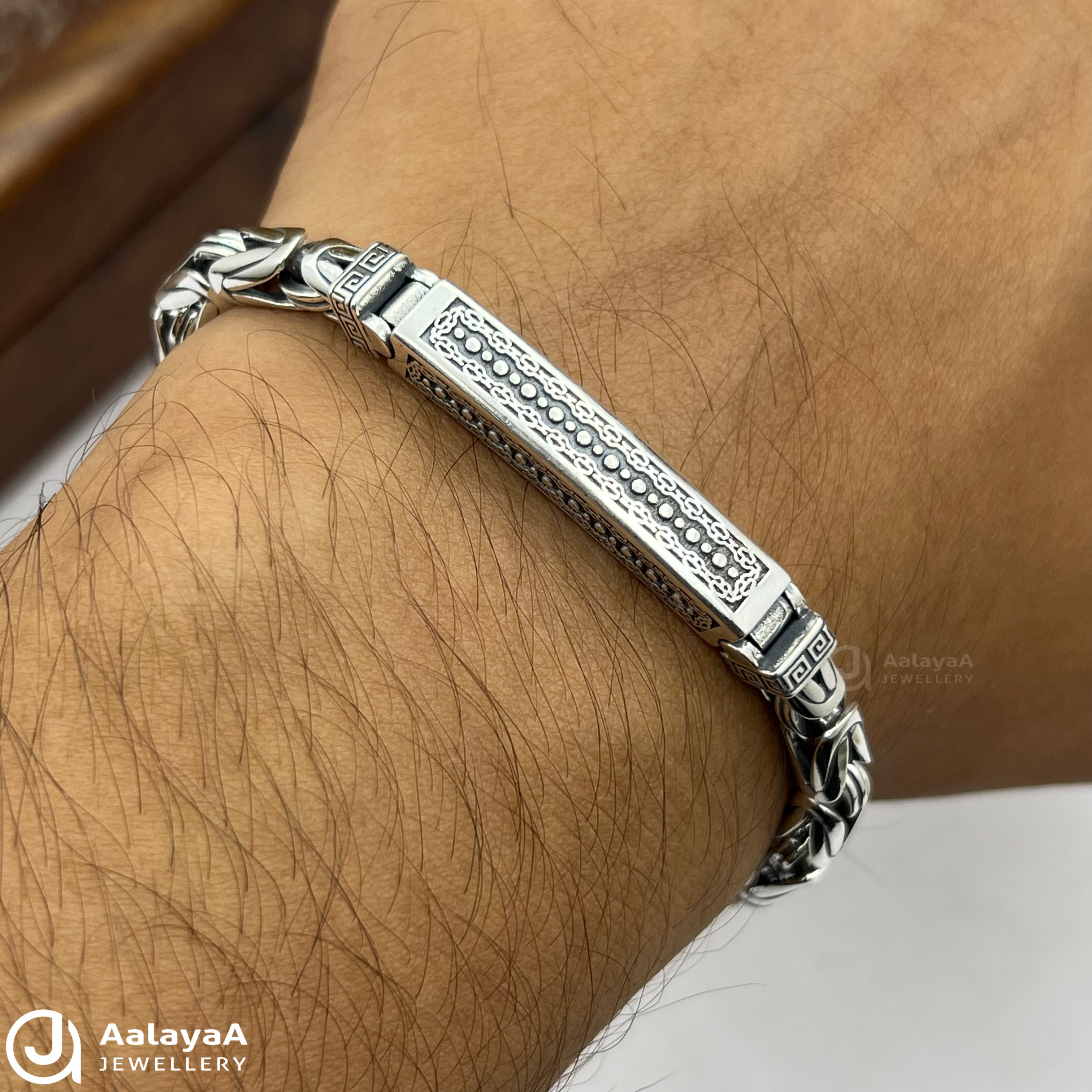 Oxidised Silver Royal Crest Bracelet