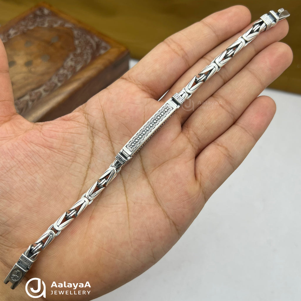 Oxidised Silver Royal Crest Bracelet