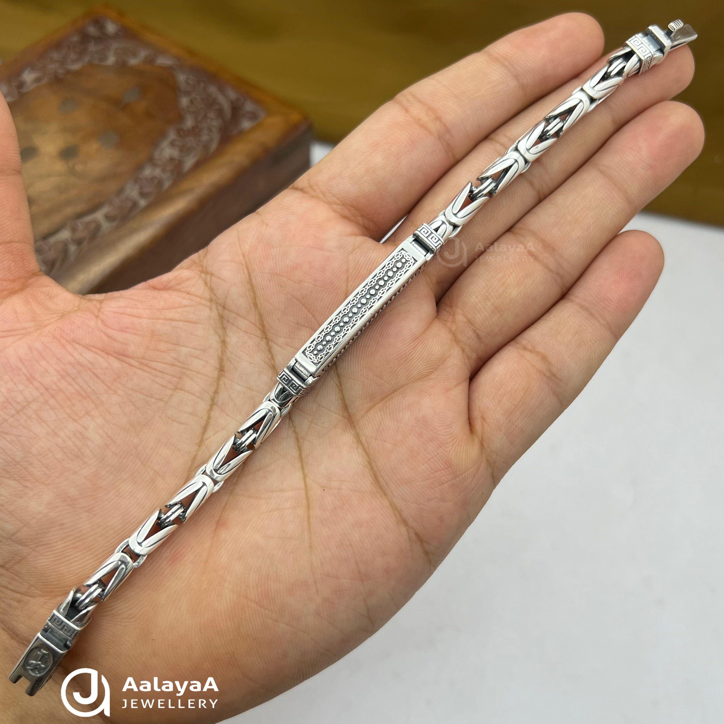 Oxidised Silver Royal Crest Bracelet