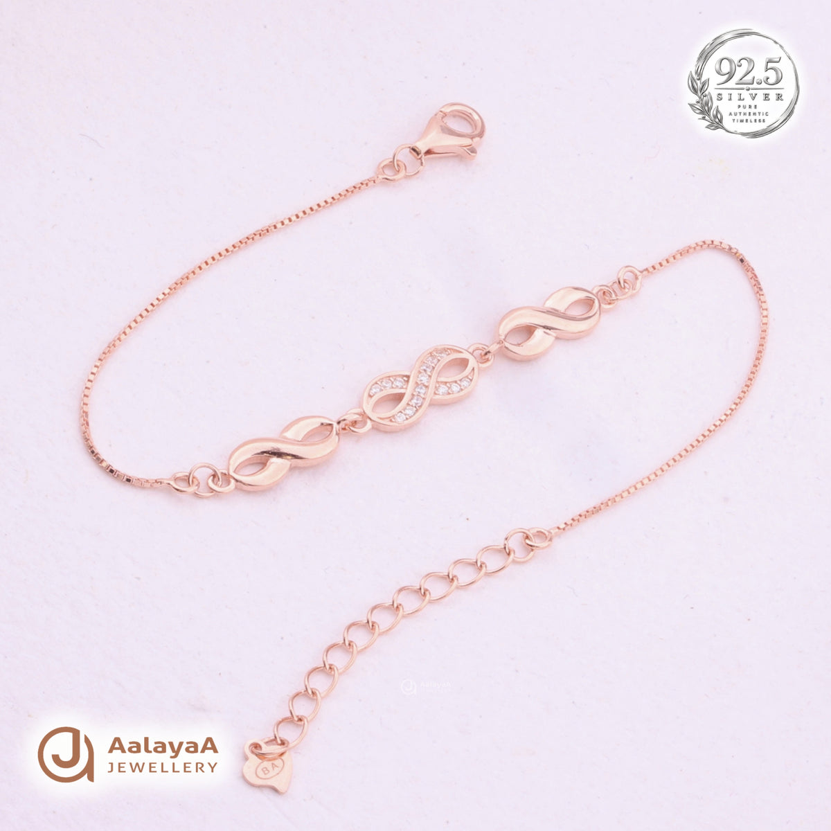 Silver Rosegold Triple Infinity Bracelet
