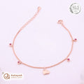 Silver Rosegold Ruby Heart Drop Bracelet