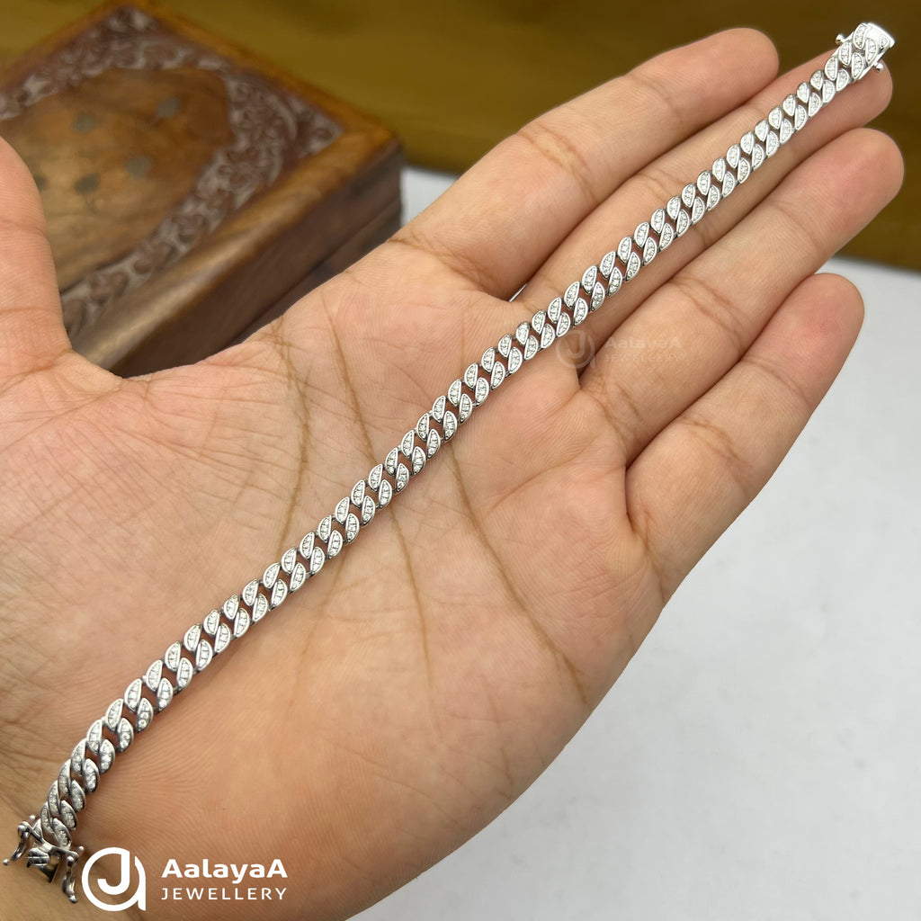 Silver Diamond Petal Stone Bracelet