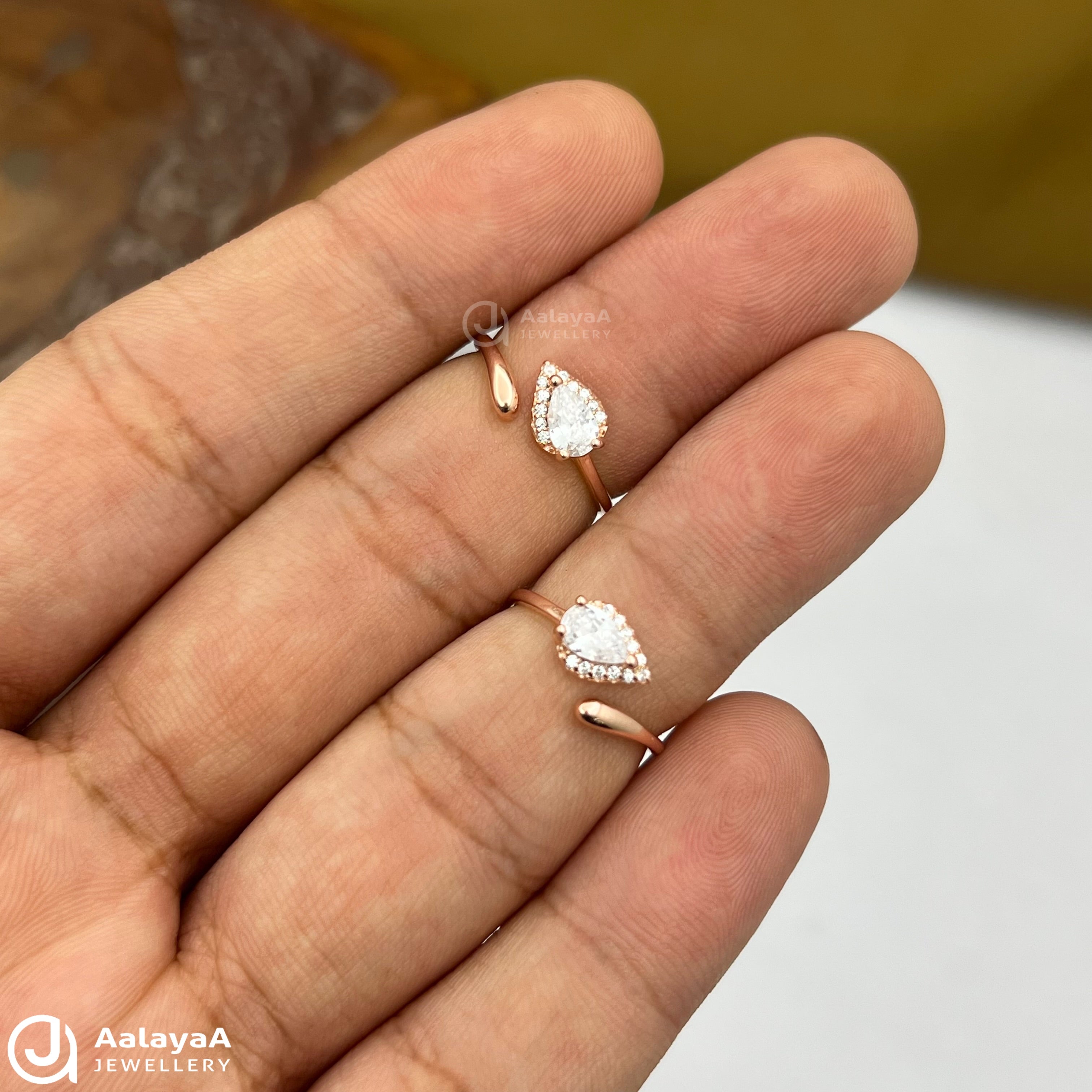 Silver Rosegold Petal Drop Toe Ring
