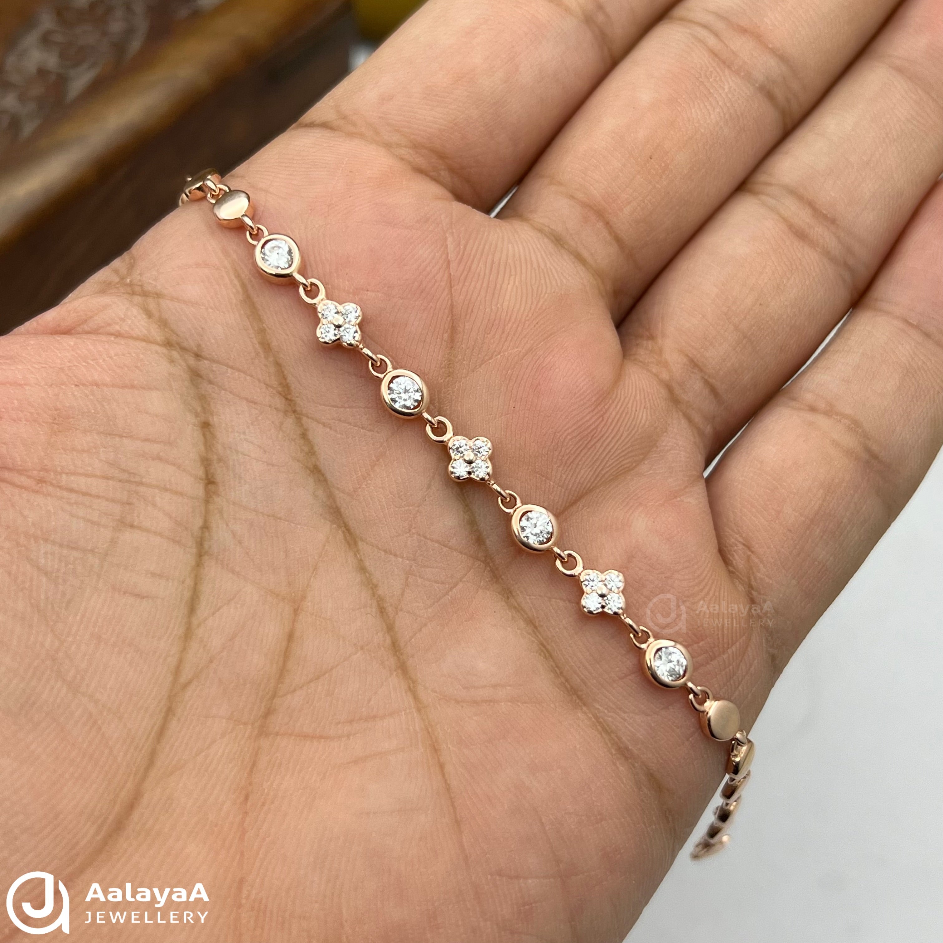 Silver Rosegold Simple Flower Bracelet