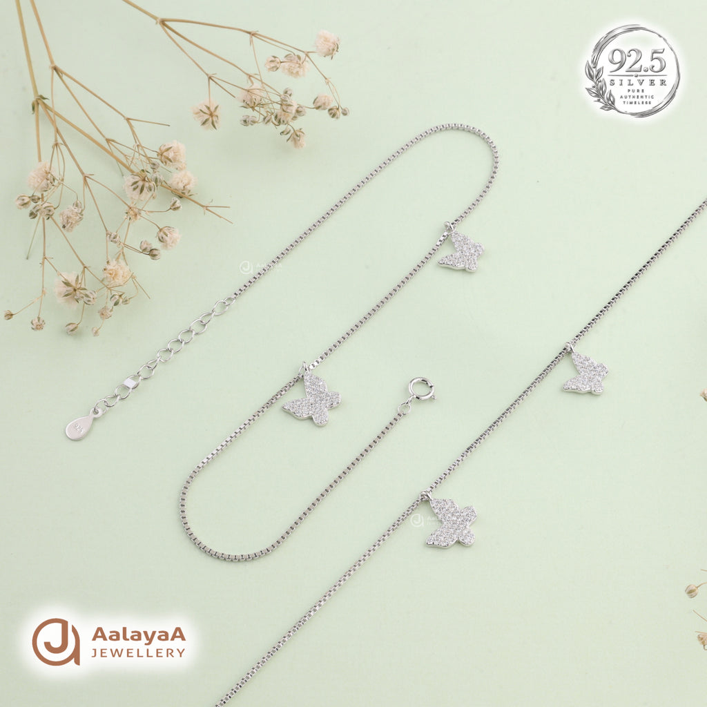 Silver Fluttering Butterfly Anklet