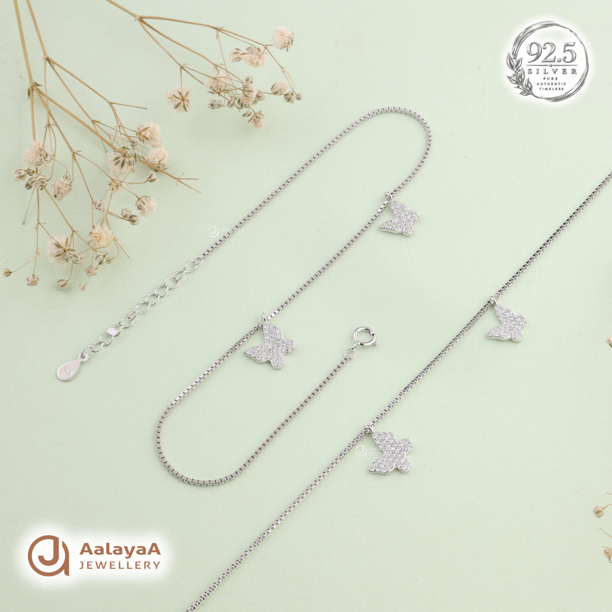 Silver Fluttering Butterfly Anklet