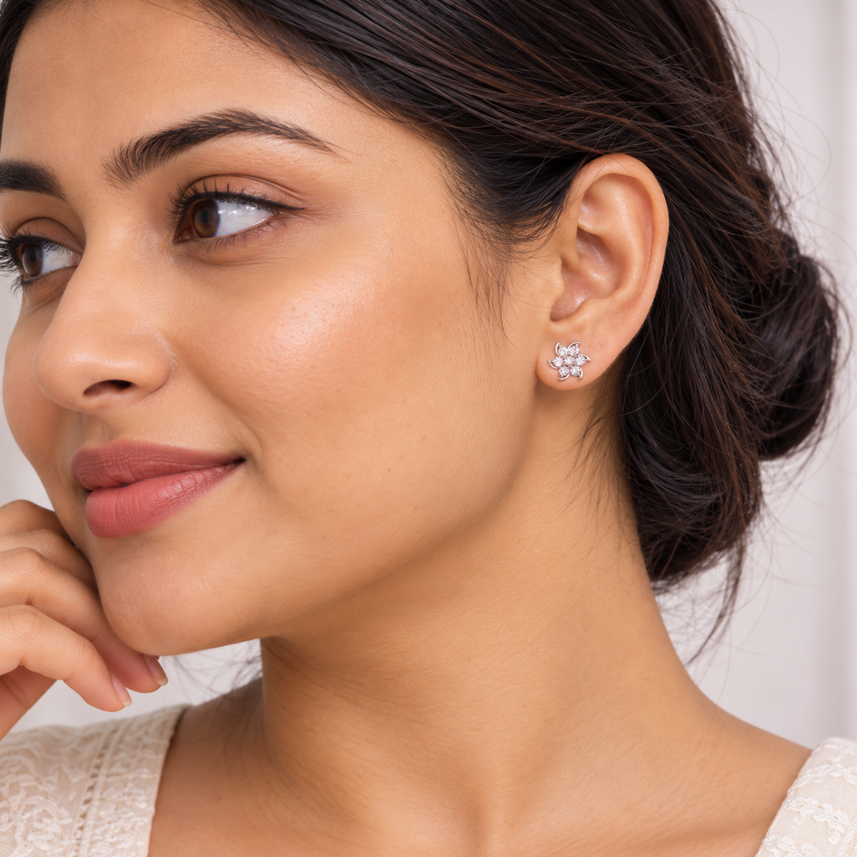 Silver Crystal Bloom Earring