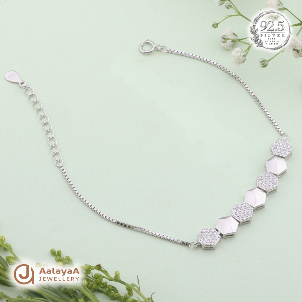 Silver Crystal Hexagon Bracelet