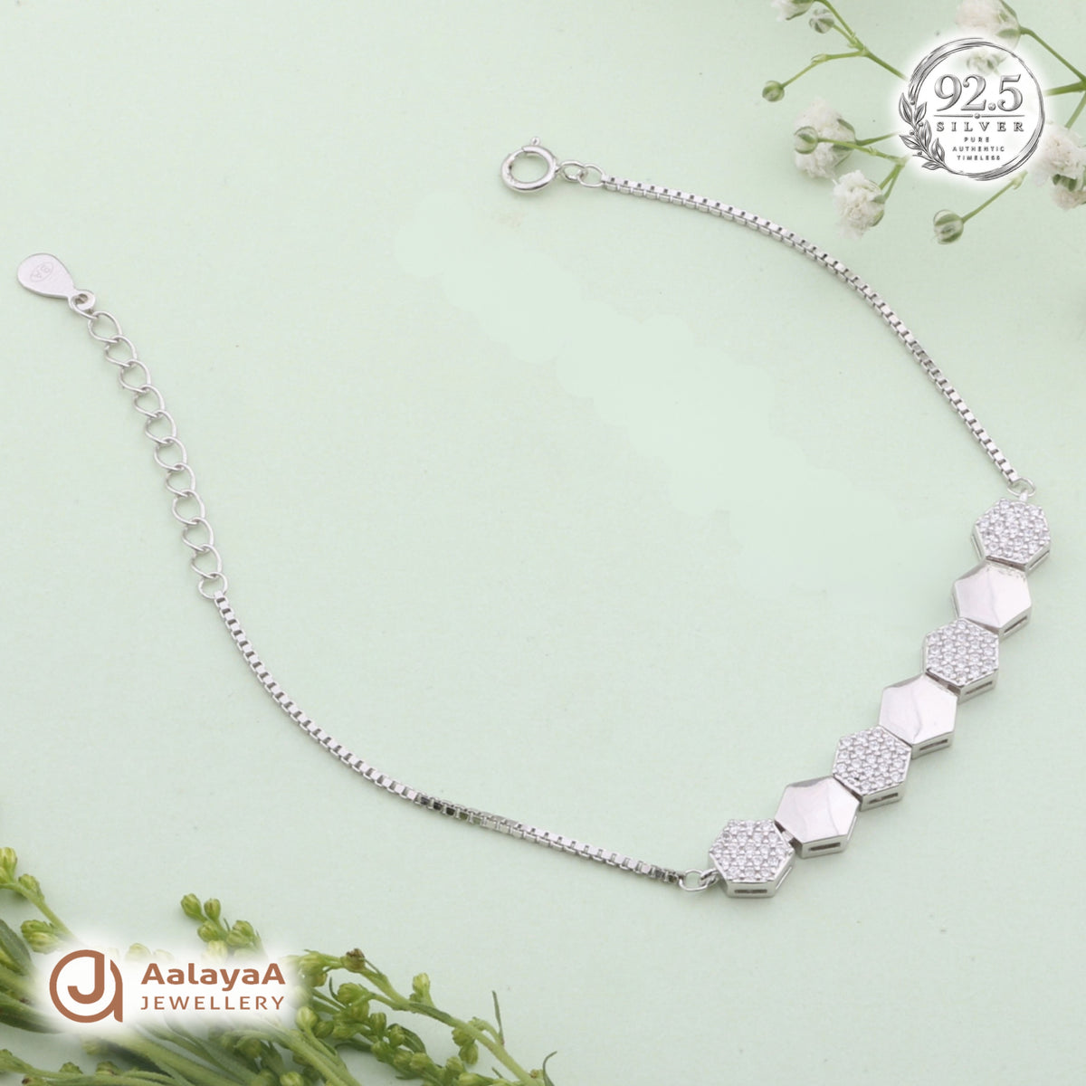 Silver Crystal Hexagon Bracelet