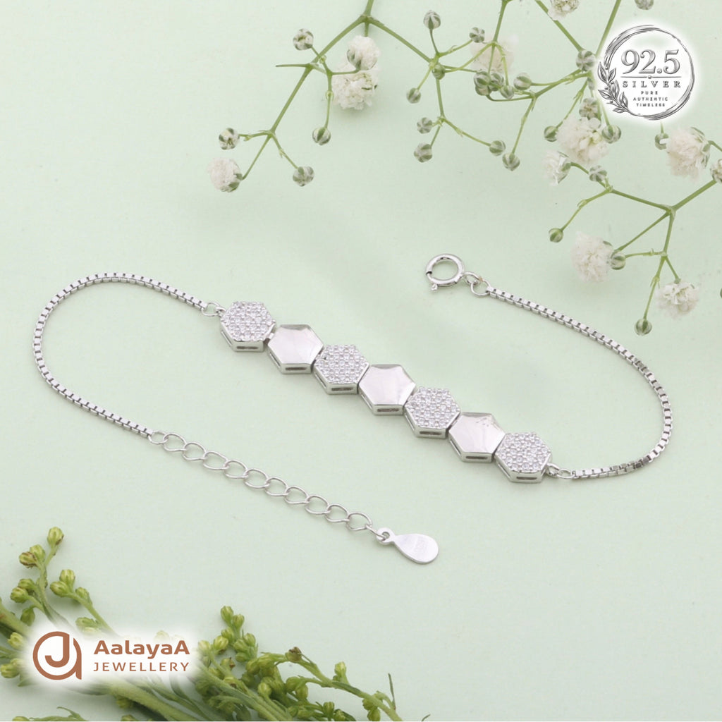 Silver Crystal Hexagon Bracelet
