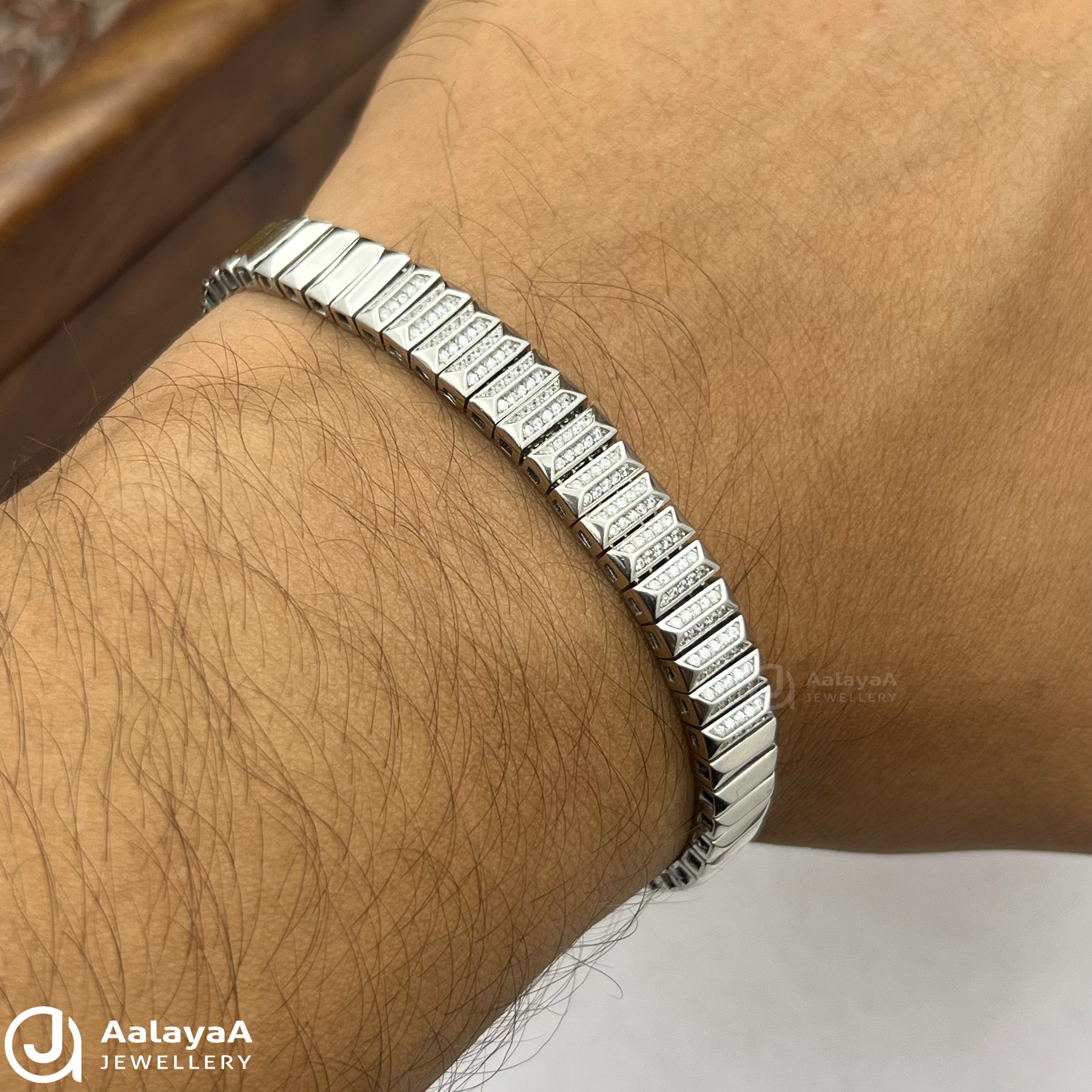 Silver Rectangular link tennis bracelet