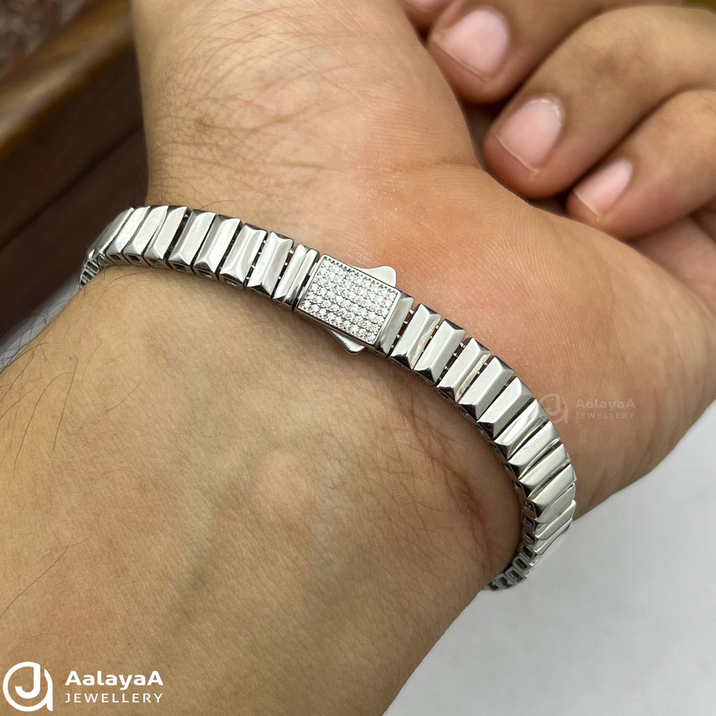 Silver Rectangular link tennis bracelet