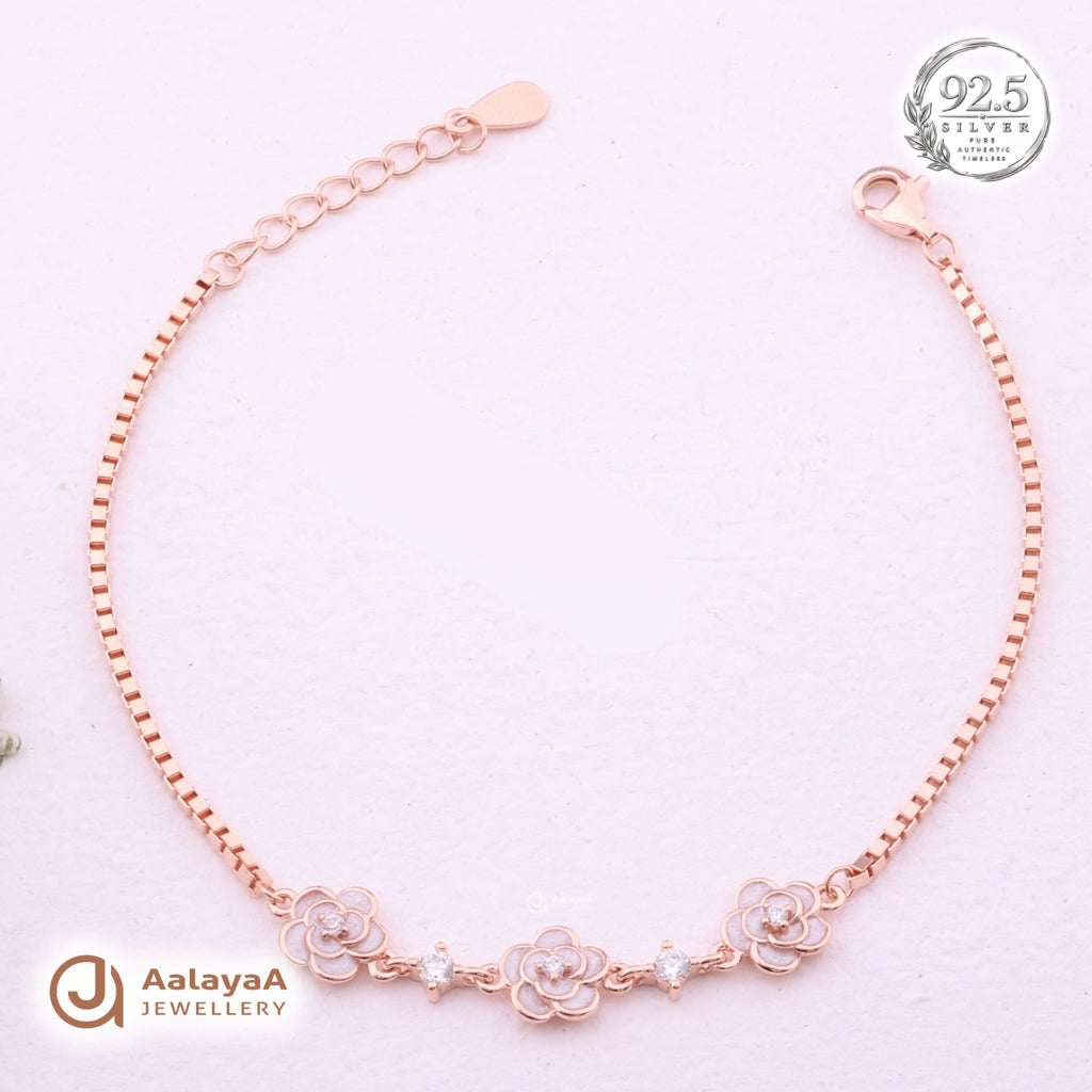 Silver Rosegold Pearl Blossom Bracelet