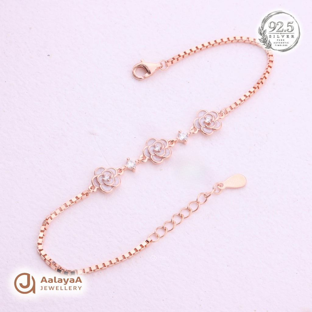 Silver Rosegold Pearl Blossom Bracelet