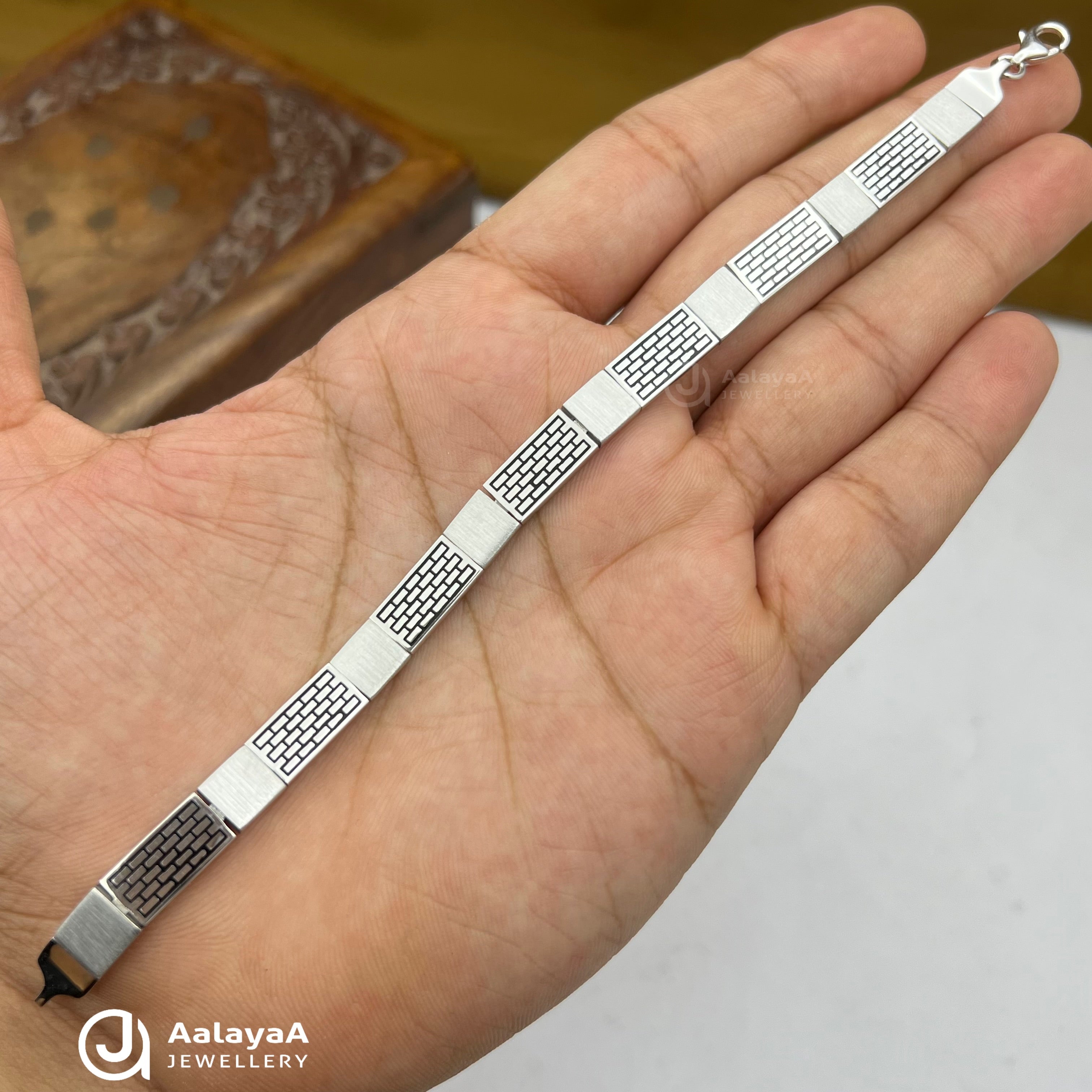 Silver Crest Rectangular Bracelet