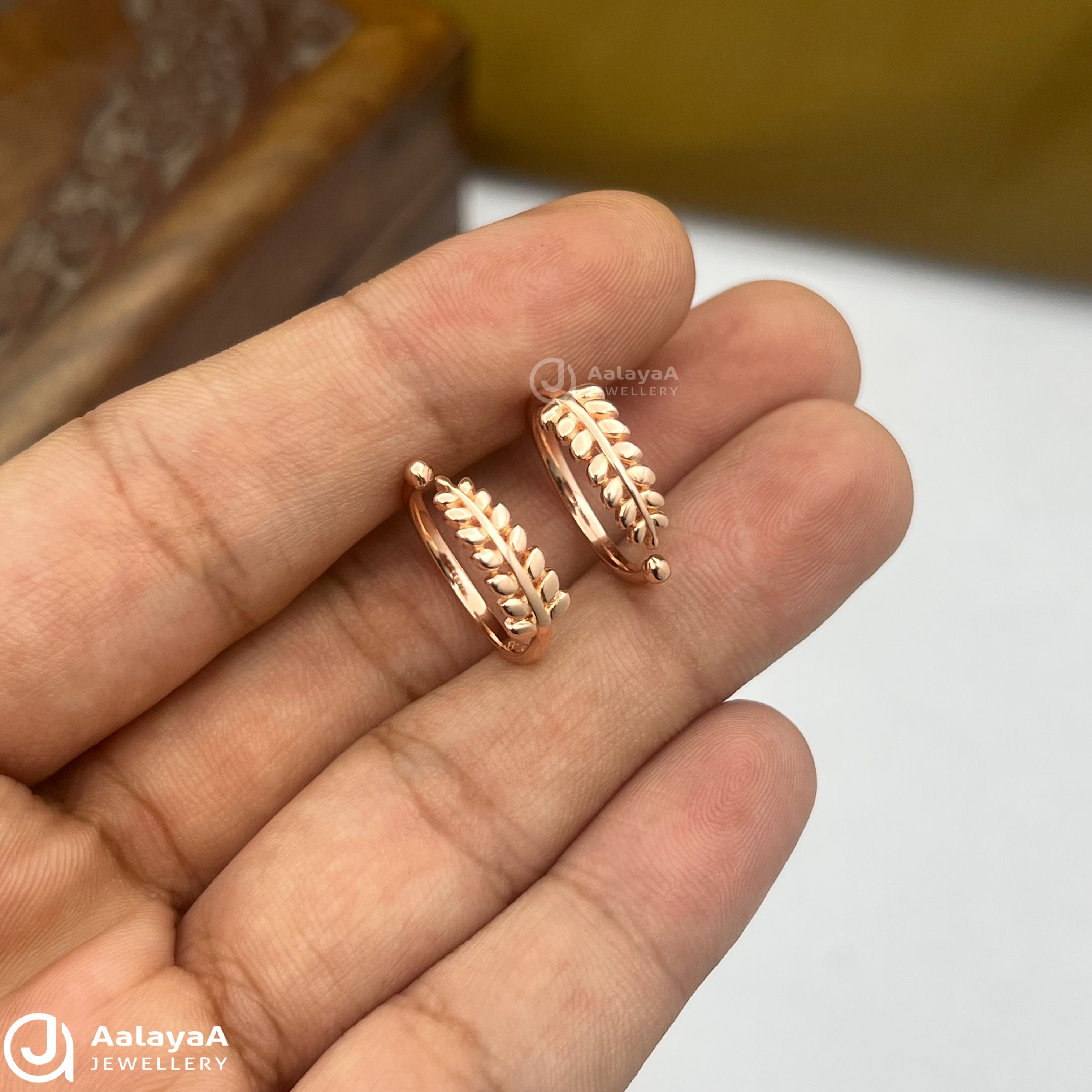 Silver Rosegold Aranya Leaf Toe Ring