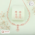 Silver Rose Gold Celestia Floral Necklace Set