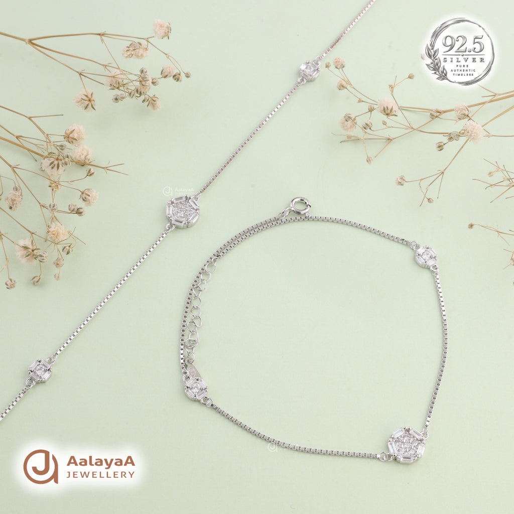 Silver Hexa Sparkle Anklet
