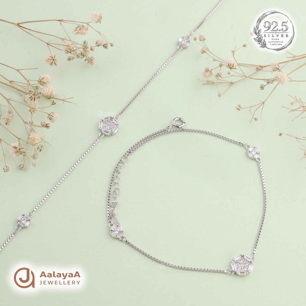 Silver Hexa Sparkle Anklet