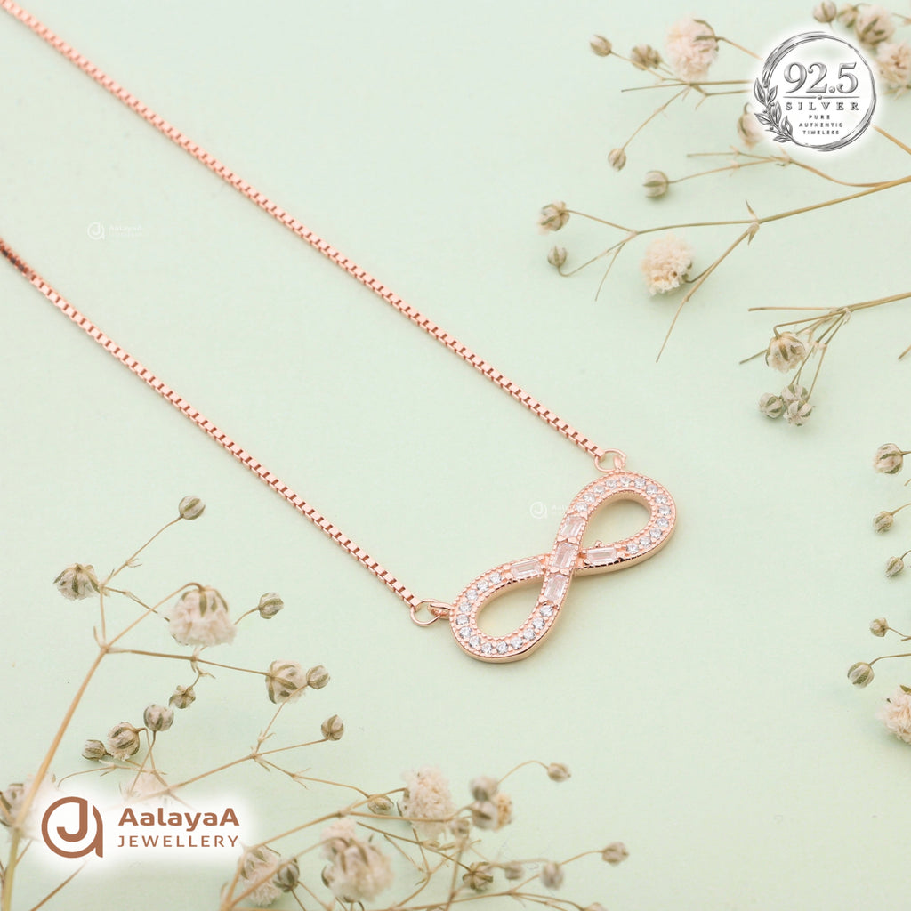 Silver Rosegold Radiant Loop Chain Pendant