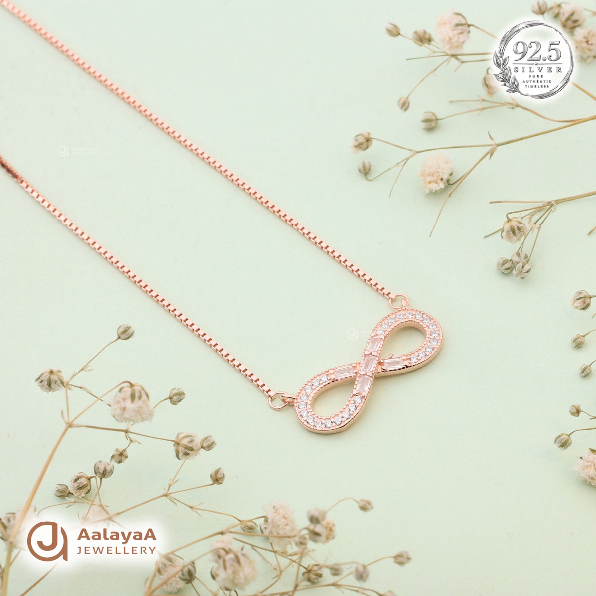 Silver Rosegold Radiant Loop Chain Pendant
