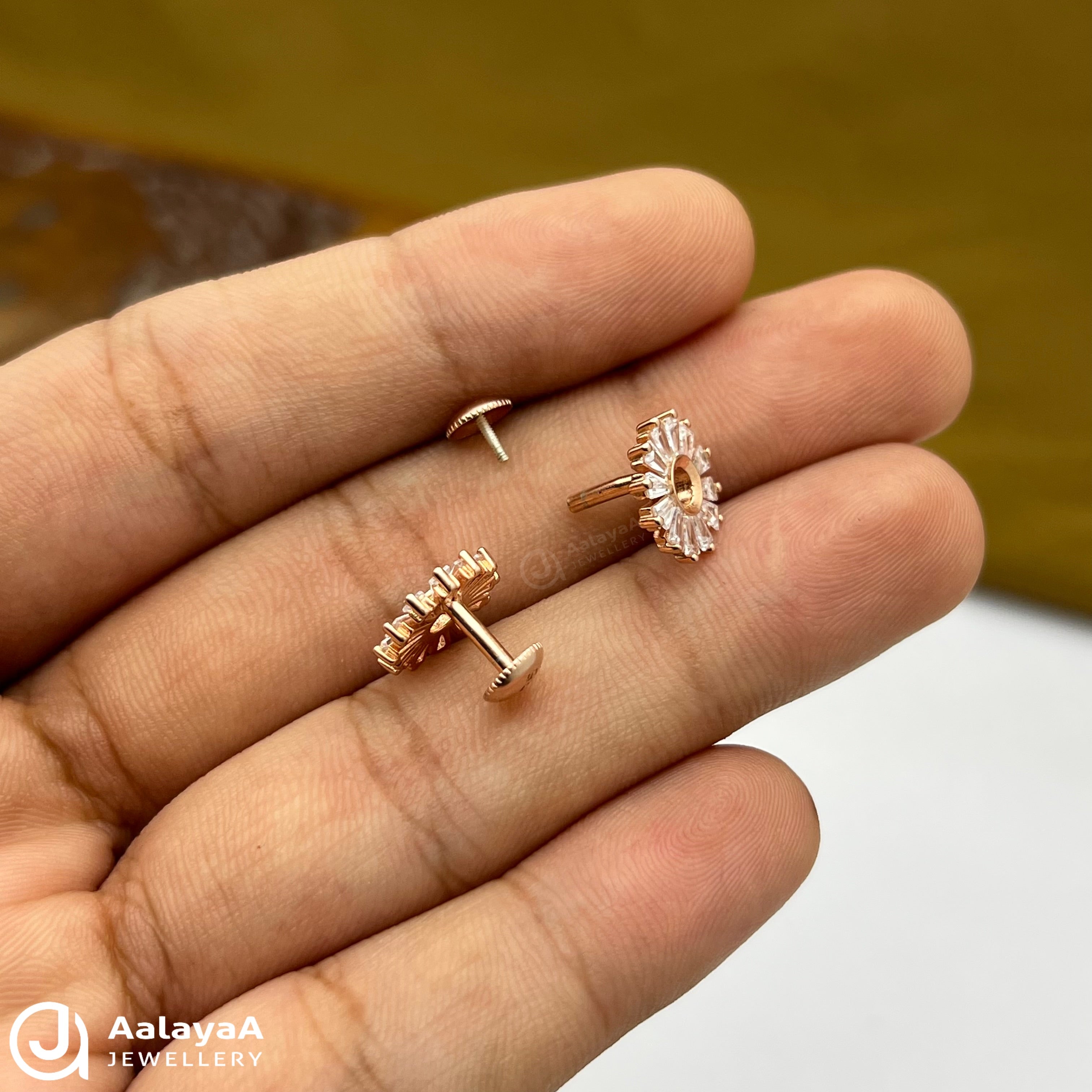 Silver Rose Gold Moon Bloom Earrings