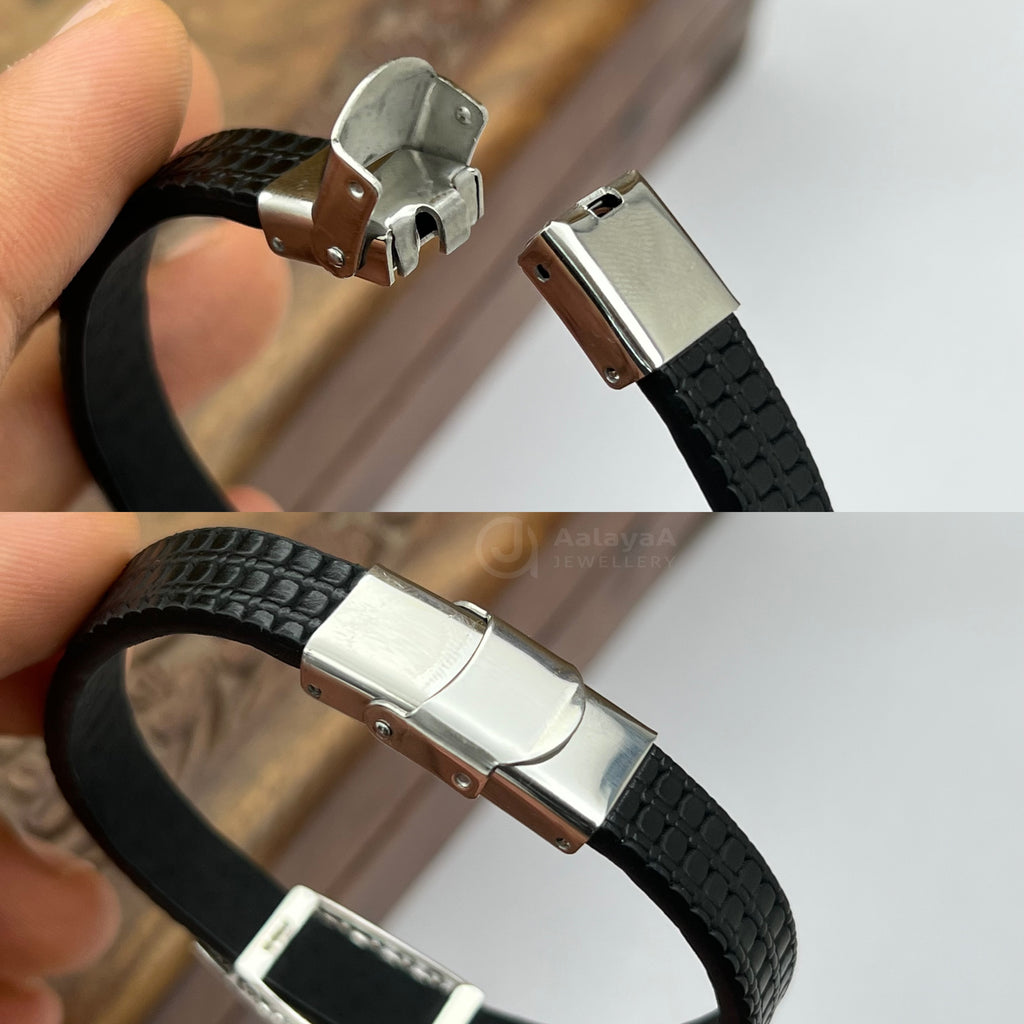 Silver Prism Edge Silicone Bracelet