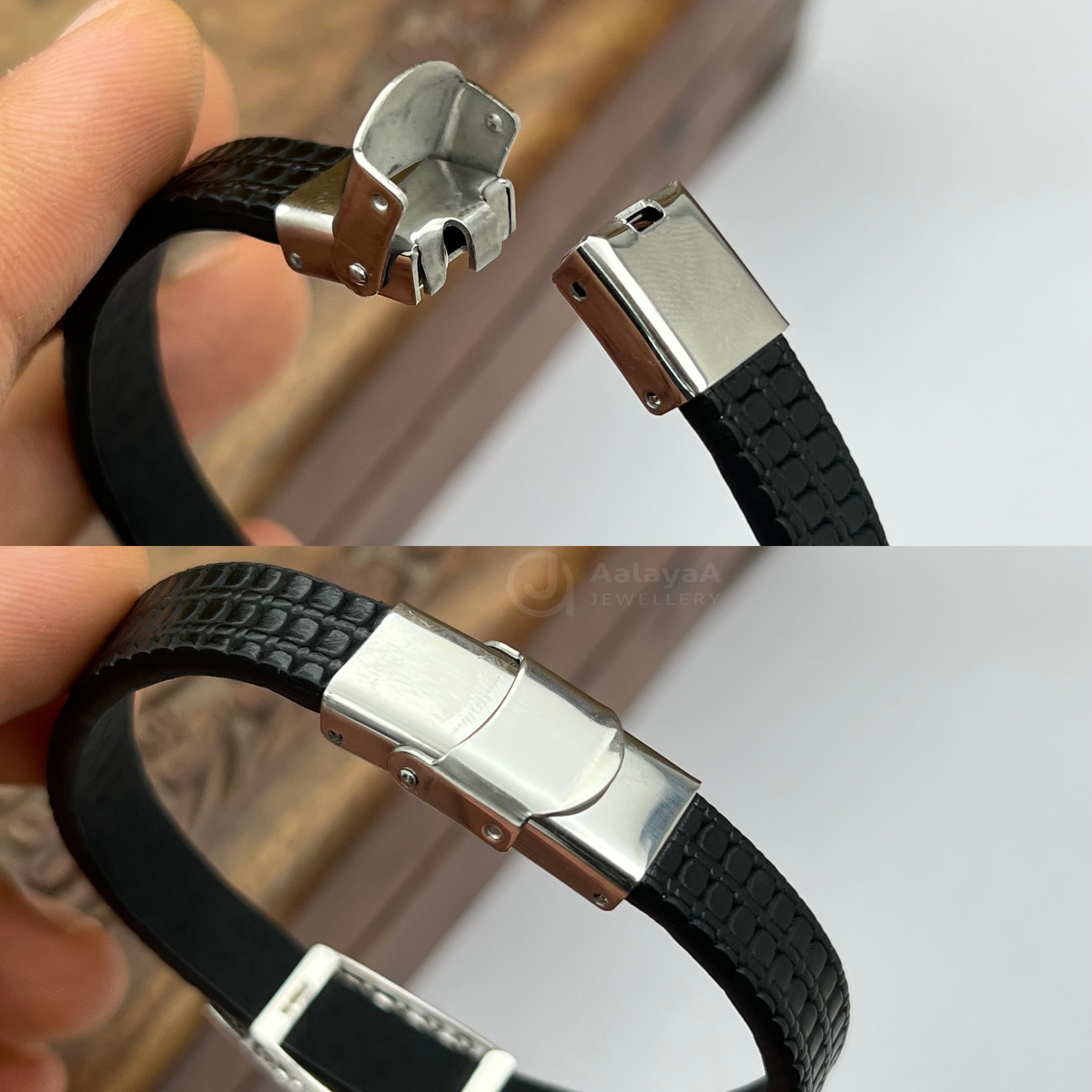 Silver Prism Edge Silicone Bracelet