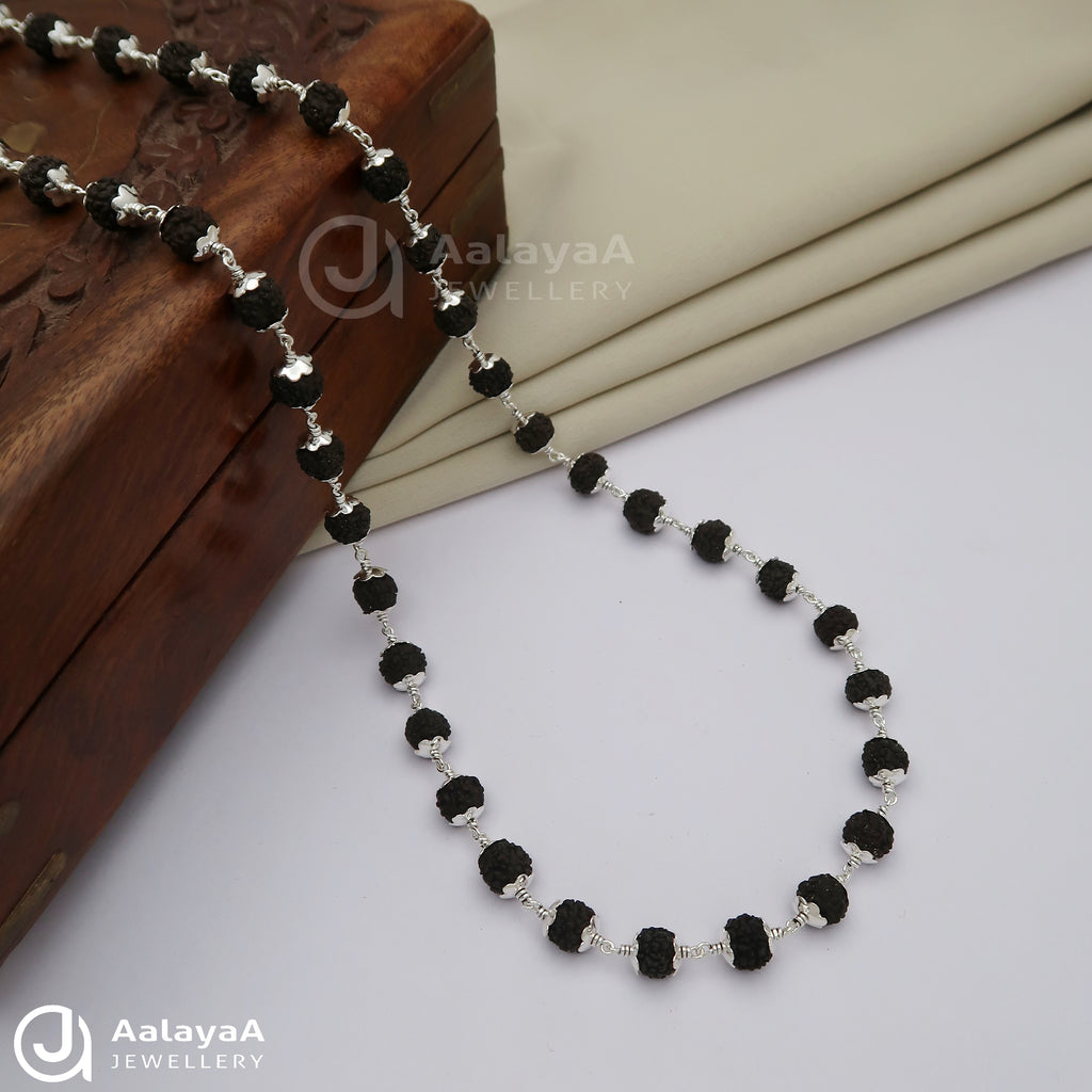Black Rudhraksha Mala with Cup