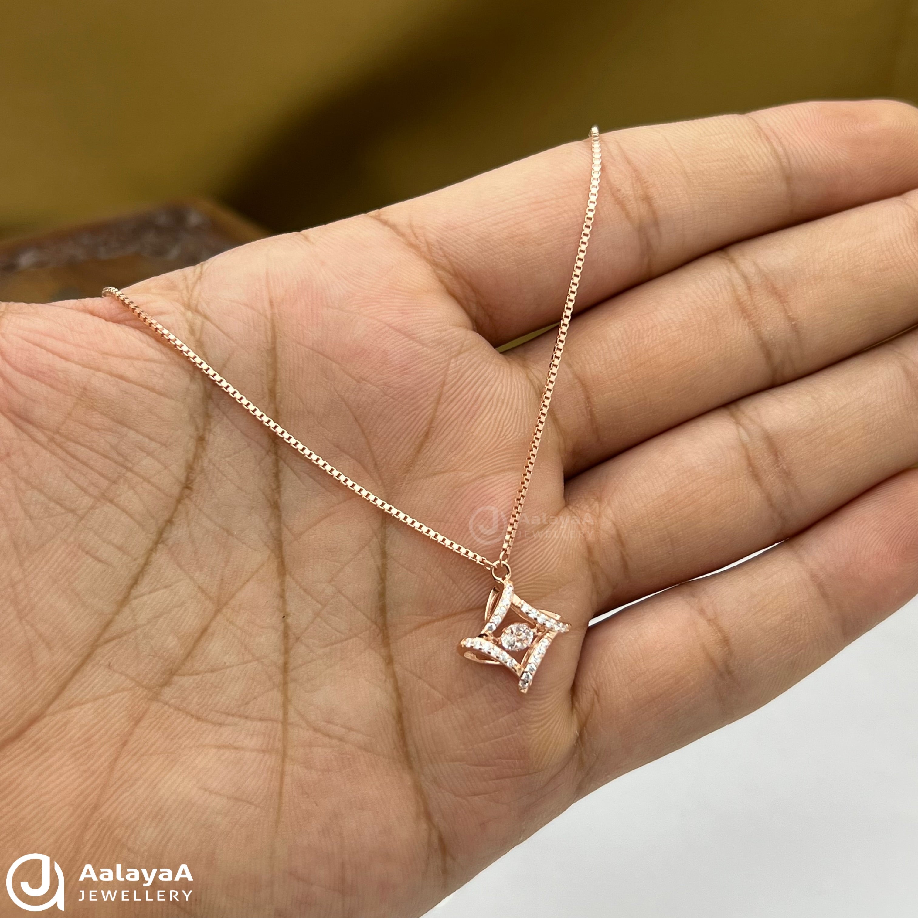 Silver Rosegold Aura Spark Chain Pendant