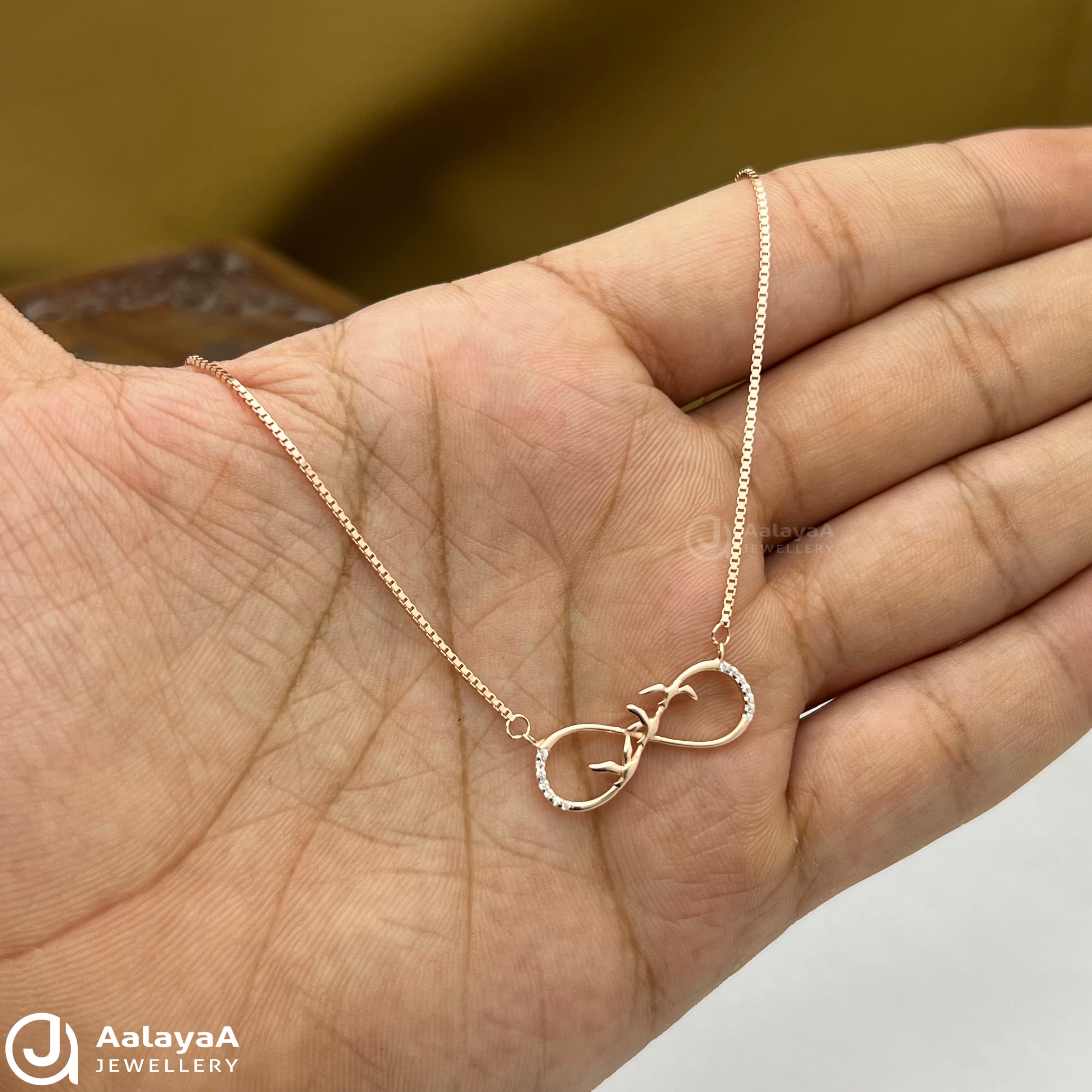 Silver Rosegold Infinity Wings Chain Pendant