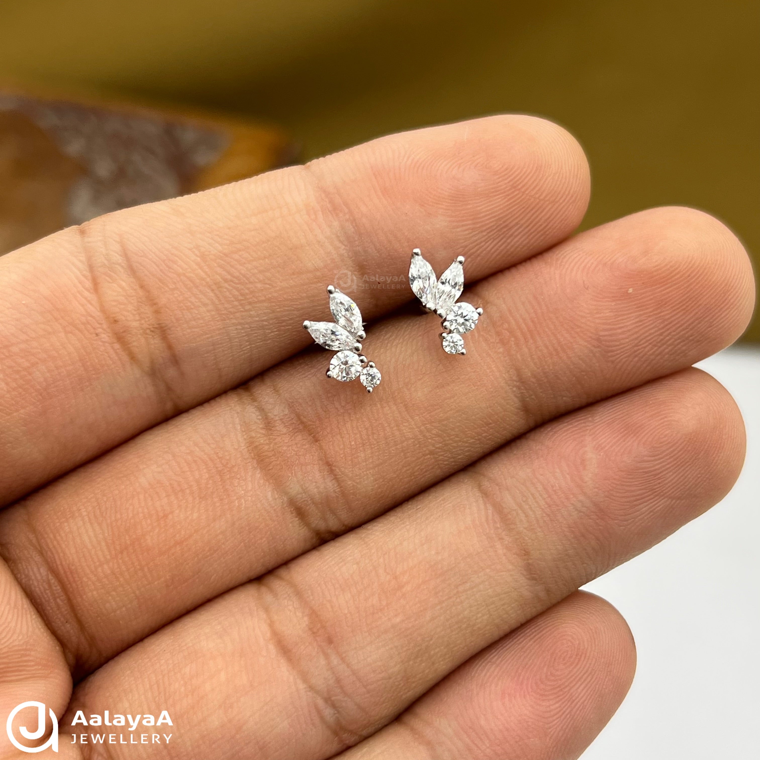 Silver Butterfly Spark Side Studs
