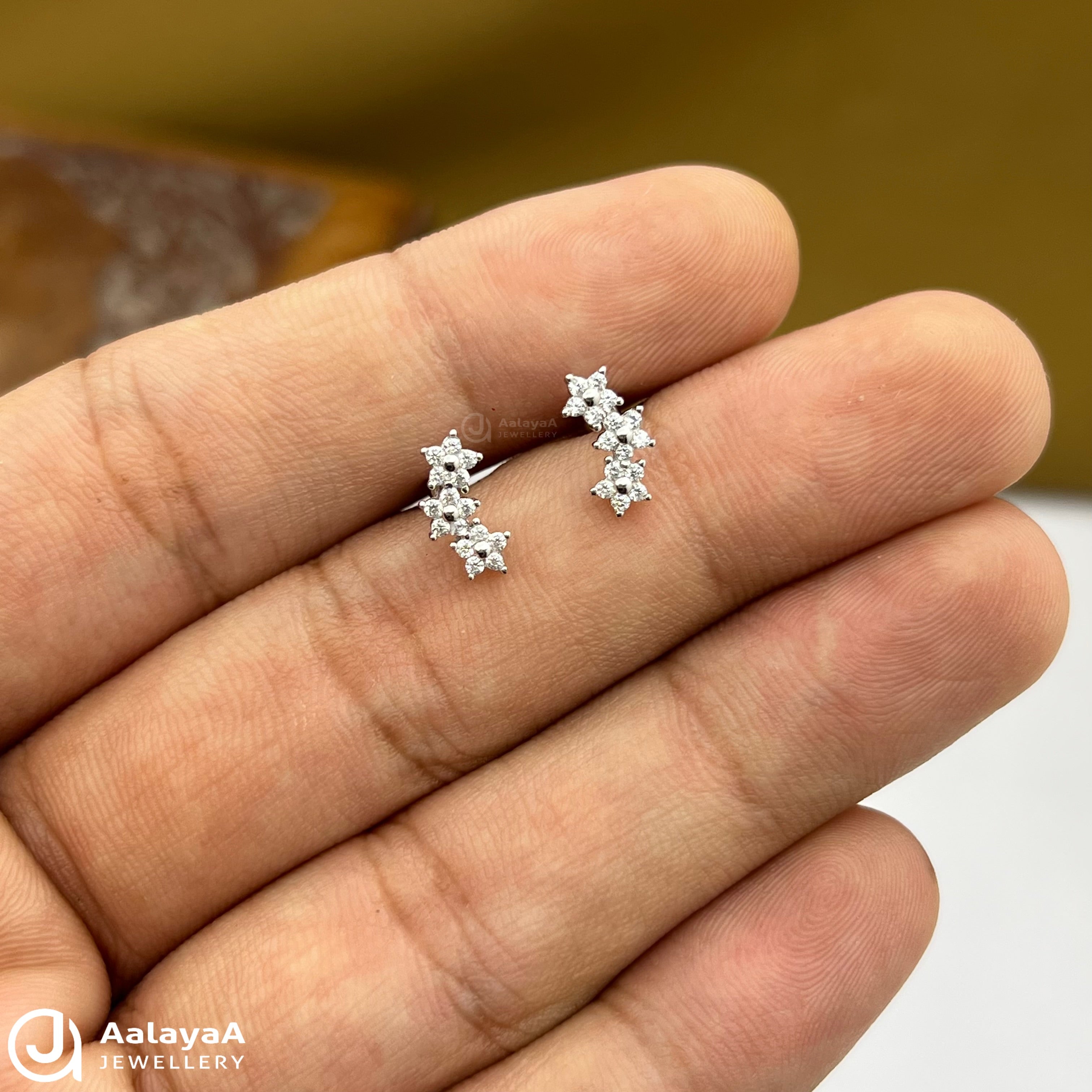 Silver Star Bloom Side Studs