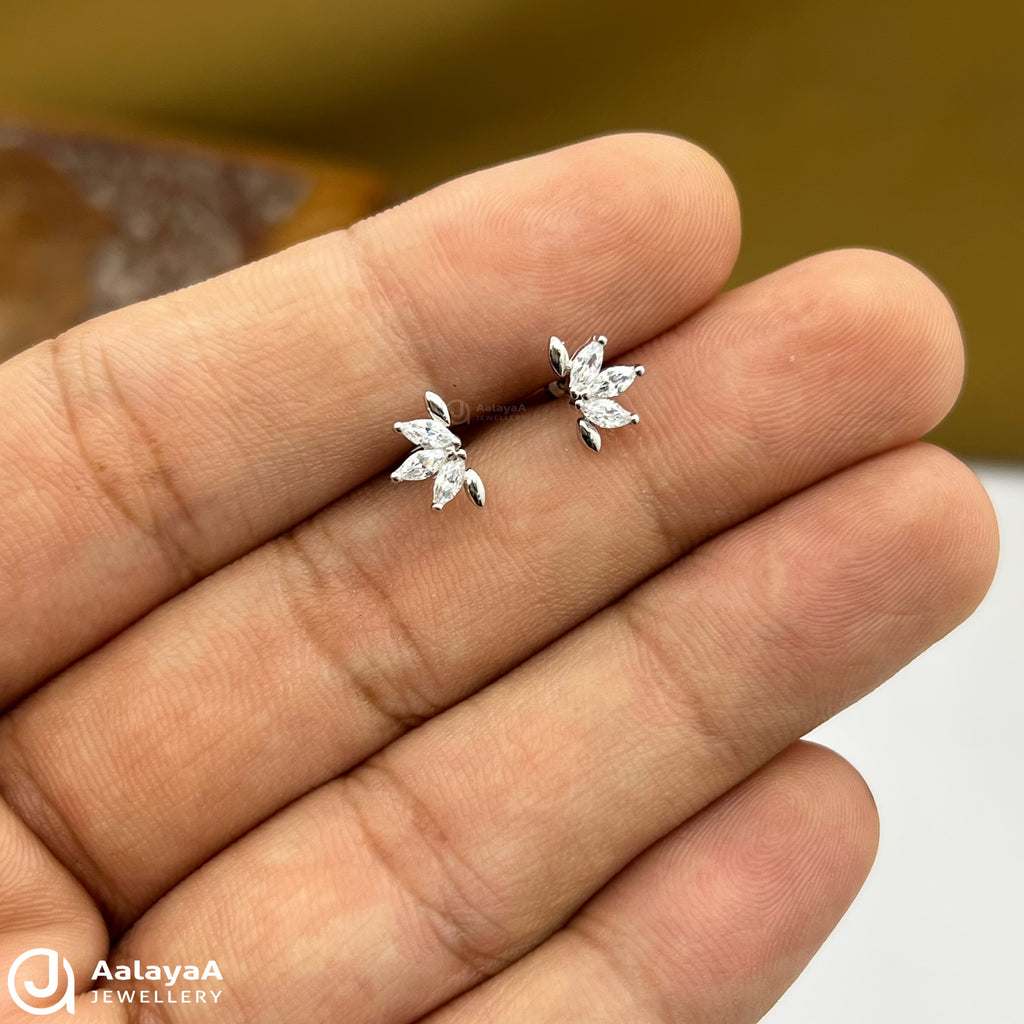 Silver Minimal Butterfly Sparkle Side Stud