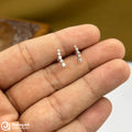 Silver Rosegold Diamond Line Side Stud