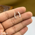 Silver Rosegold Curved Bar Diamond Side Stud