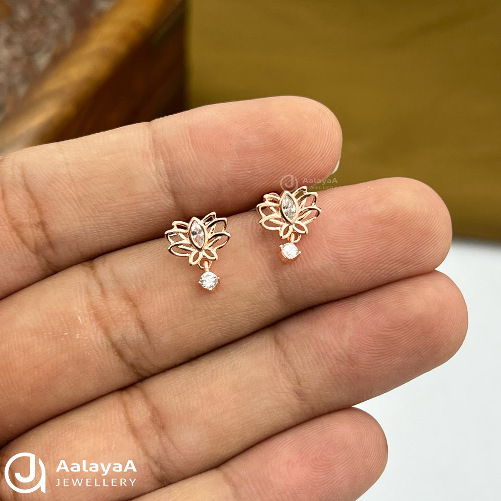 Silver Rosegold Lotus Side Stud