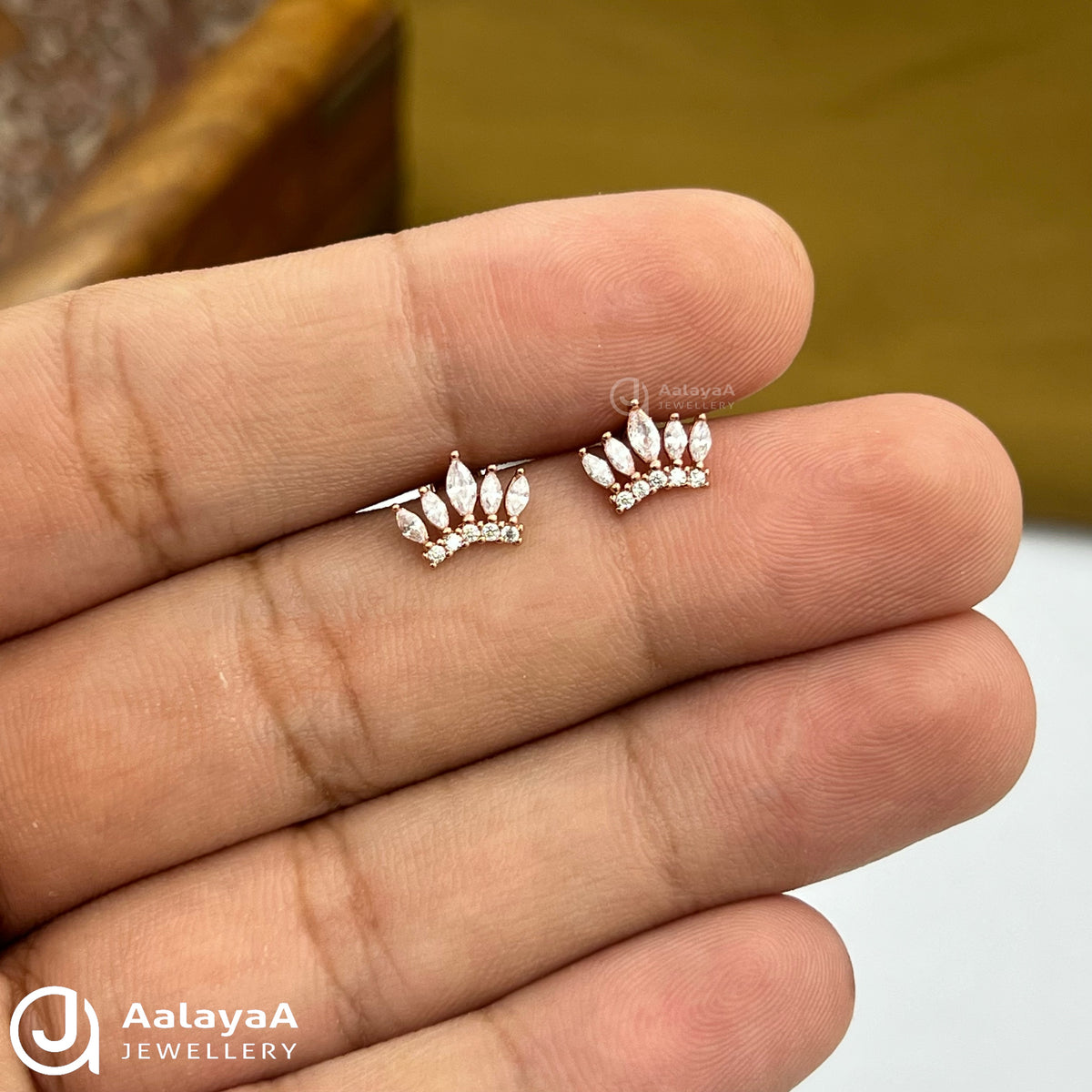 Silver RoseGold Crown  Stud Stud