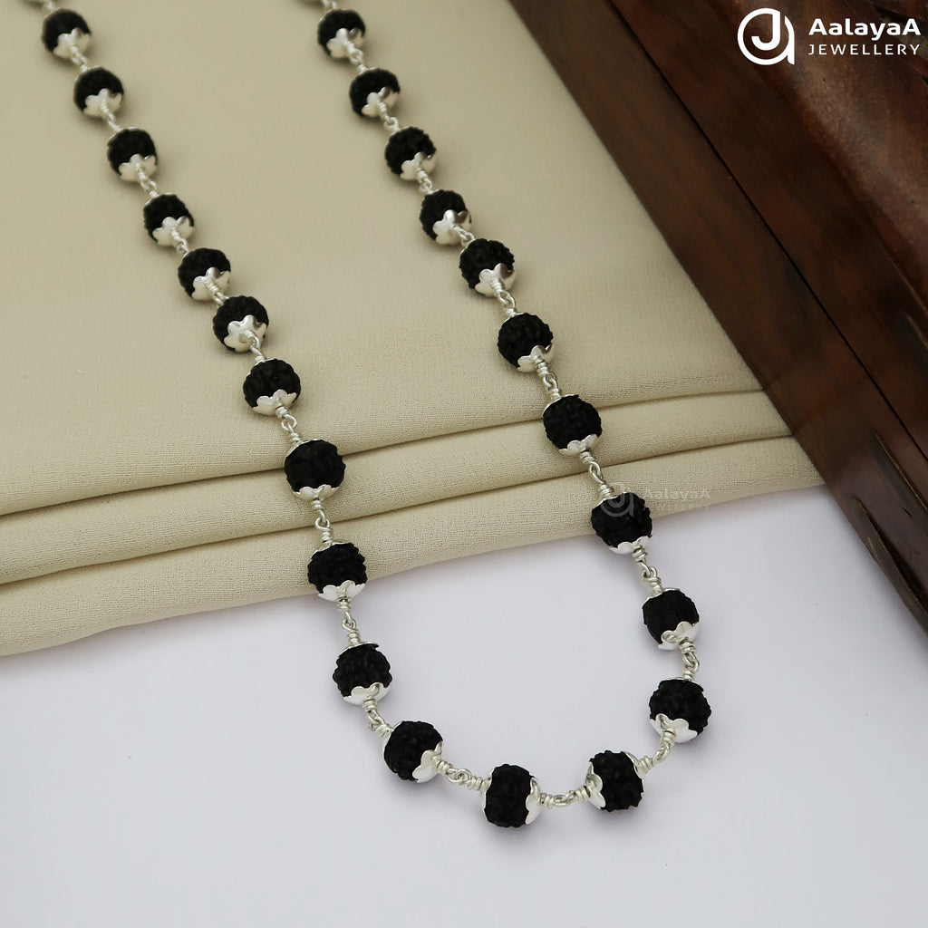 Black Rudhraksha Mala with Cup