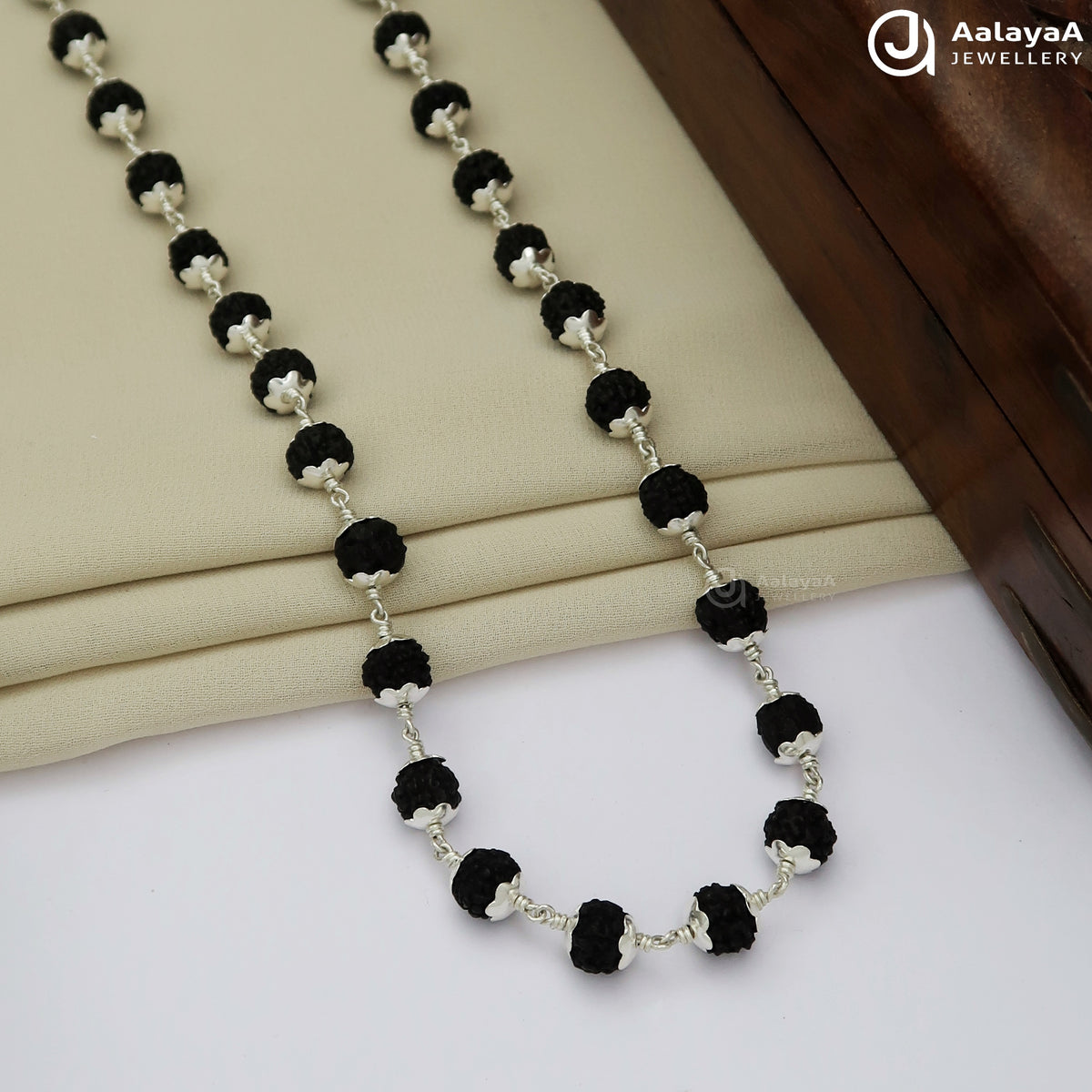 Black Rudhraksha Mala with Cup